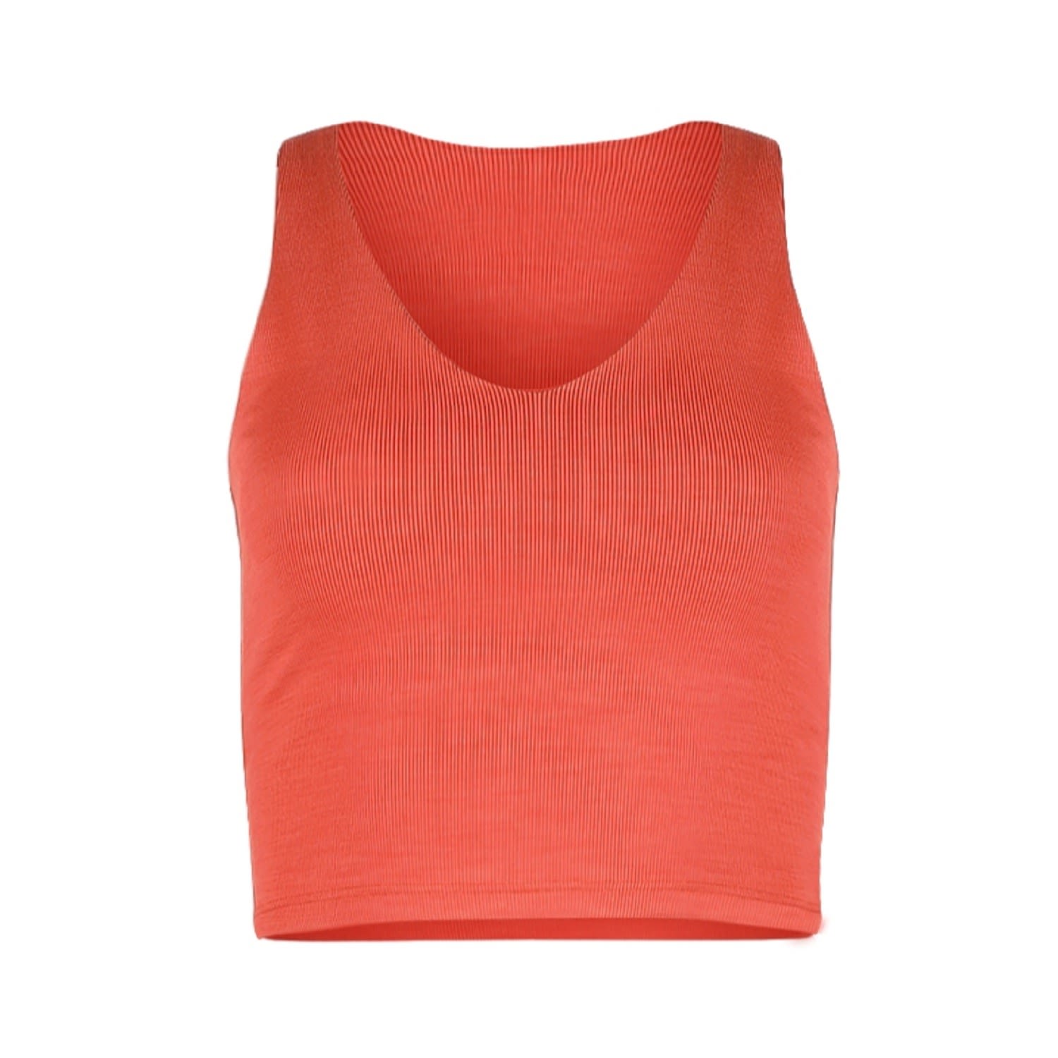 Lezat Women's Rib V-neck Cropped Tank - Cayenne In Orange