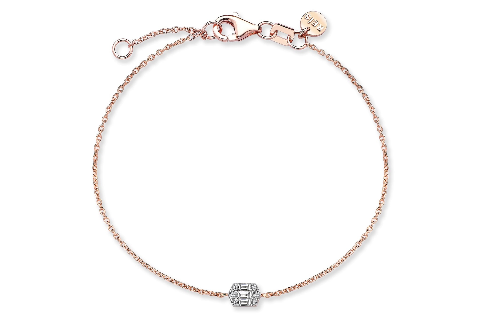 Reis Jewellery Women's Hexagon Baguette Rose Gold Bracelet