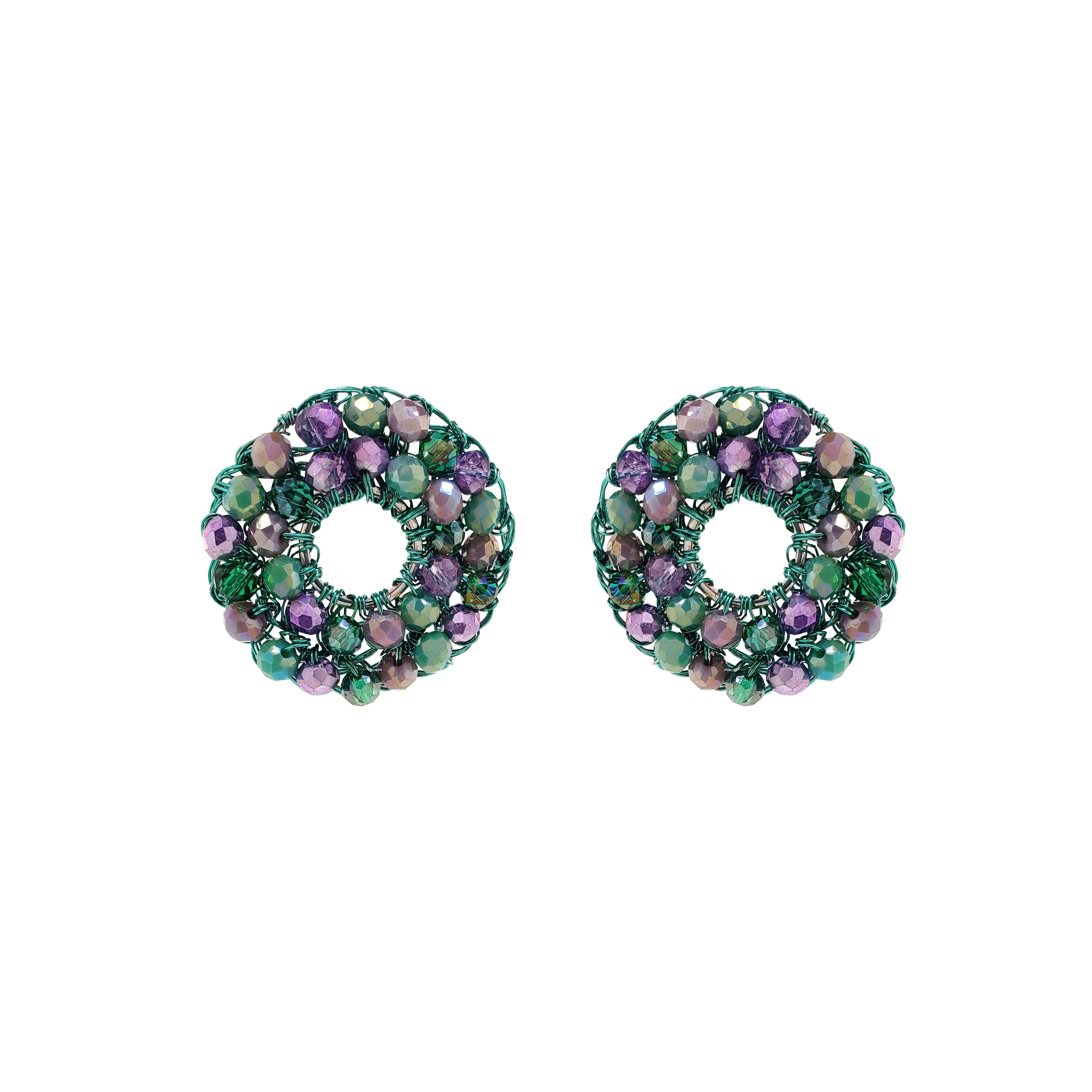 Lavish By Tricia Milaneze Women's Green / Pink / Purple Neon Turquoise Mix Zoe Handmade Earrings