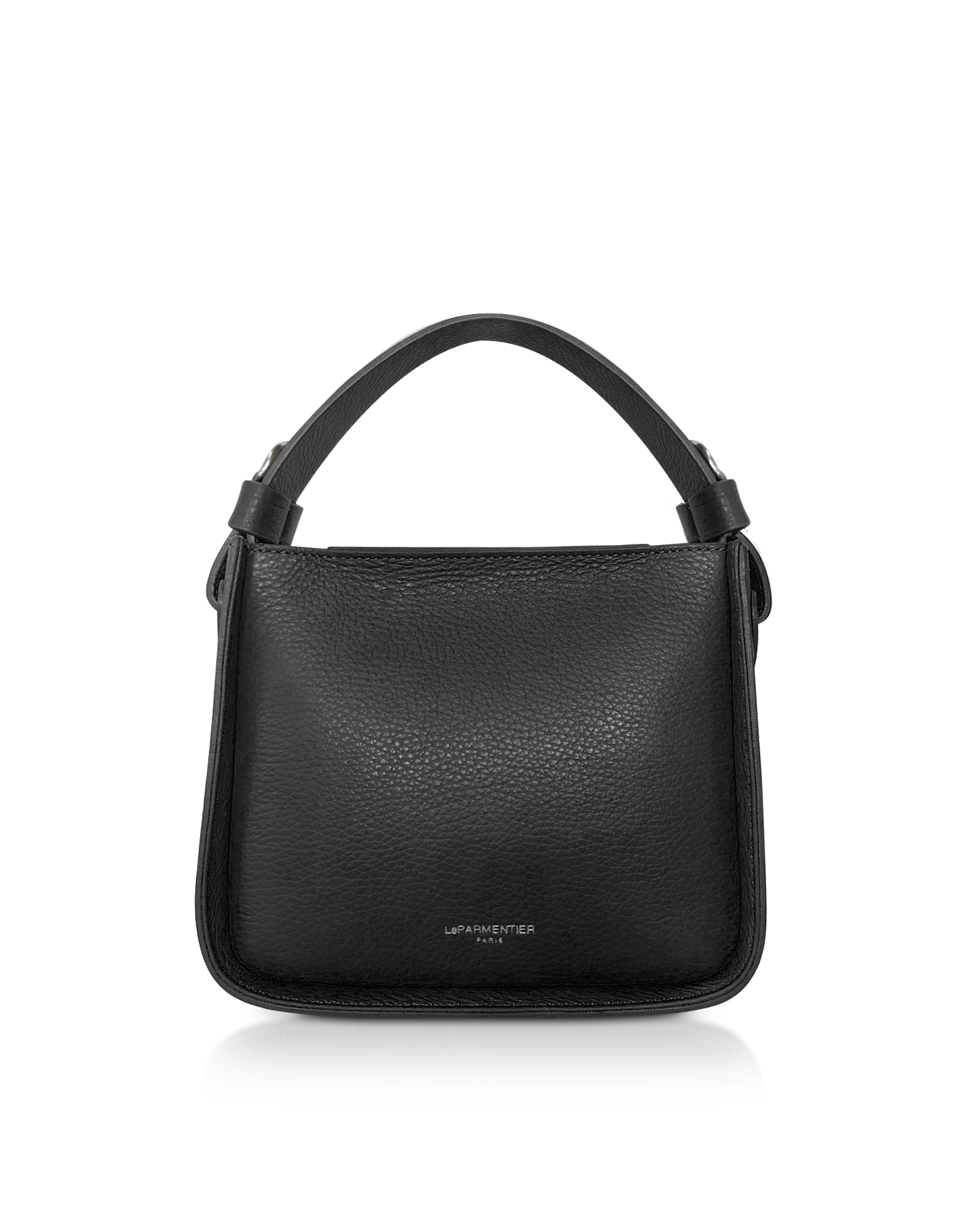 Le Parmentier Women's Duplo Small Hammered Leather Top Handle Bag - Black In Black