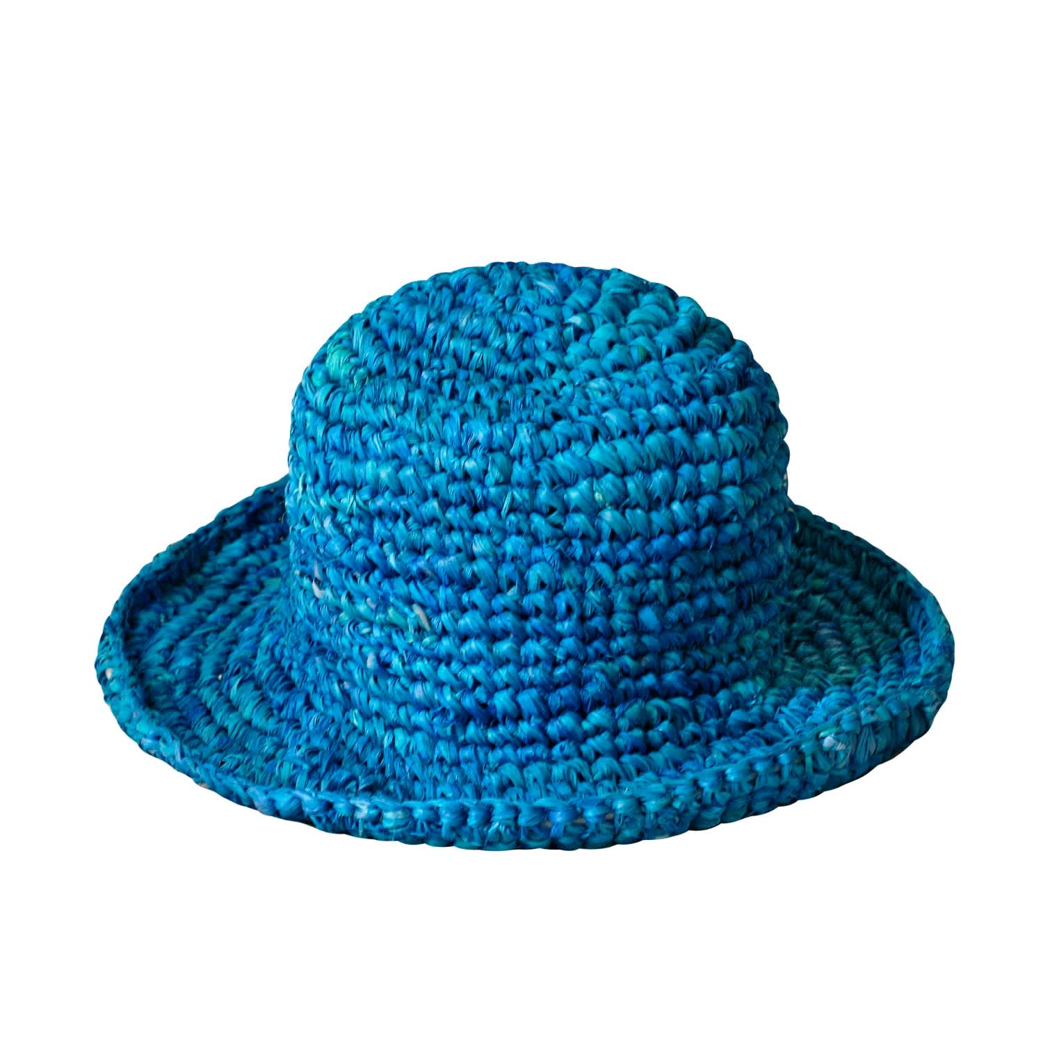 Kirana Raffia Boater Hat, In Tropical Blue by Brunna.Co