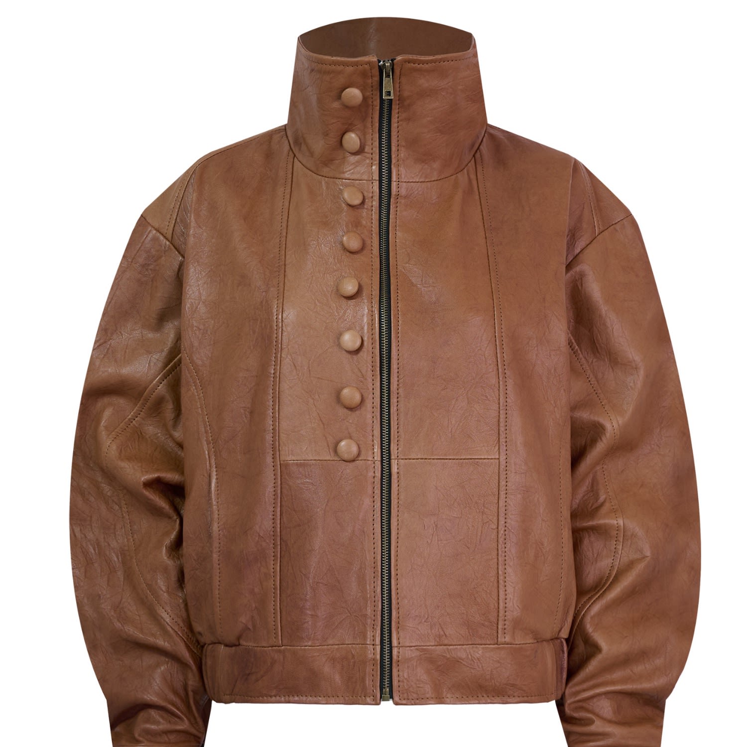 Women's Gold Maria Leather Jacket | Medium | Lorena Saravia