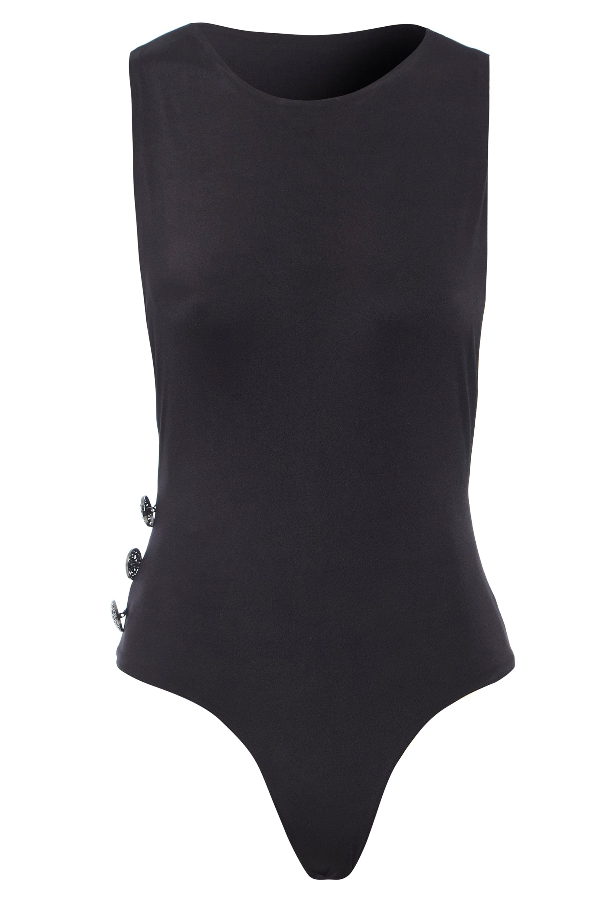 Sarvin Women's Black Dropped Armholes Bodysuit In Black