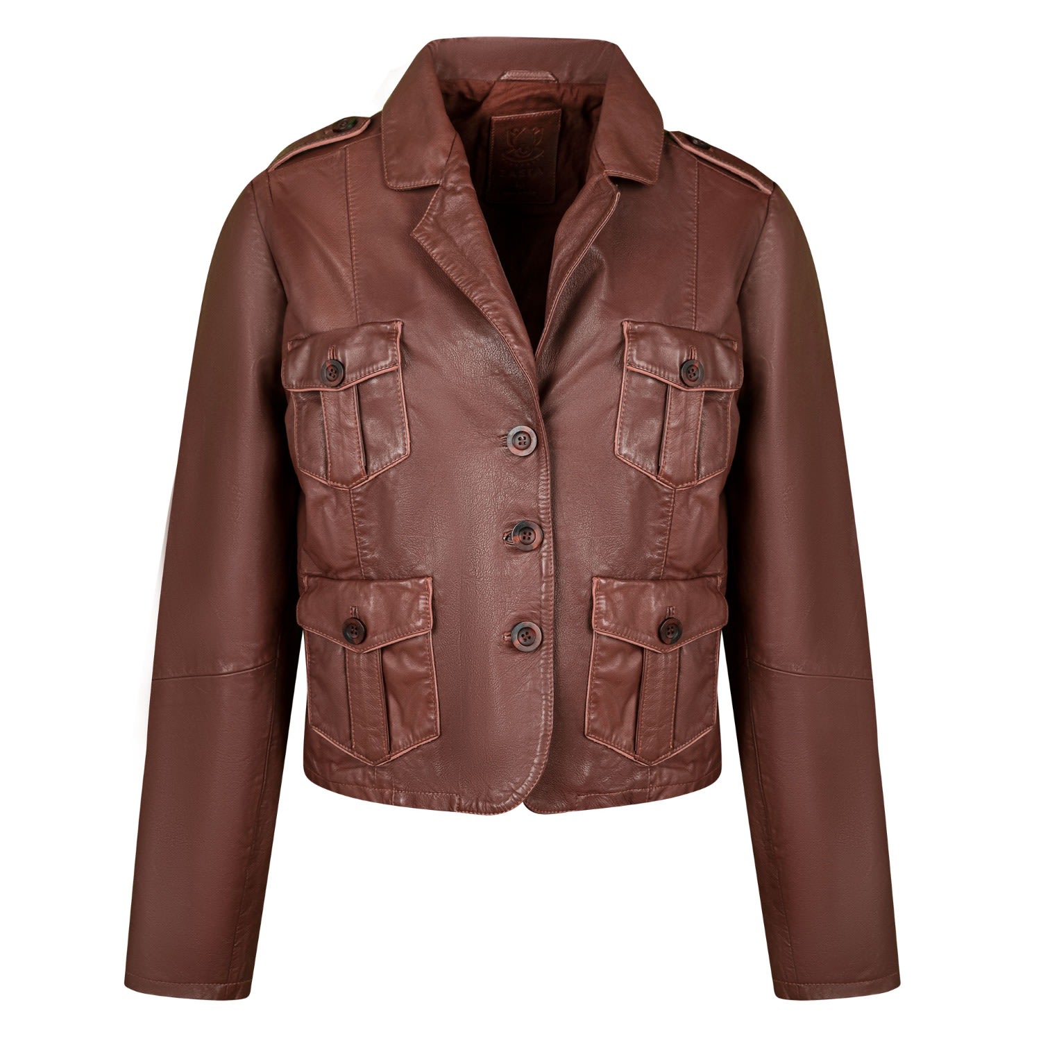 Zasta Studio Women's Brown Irish Mule Multipocketed Leather Jacket In Brown