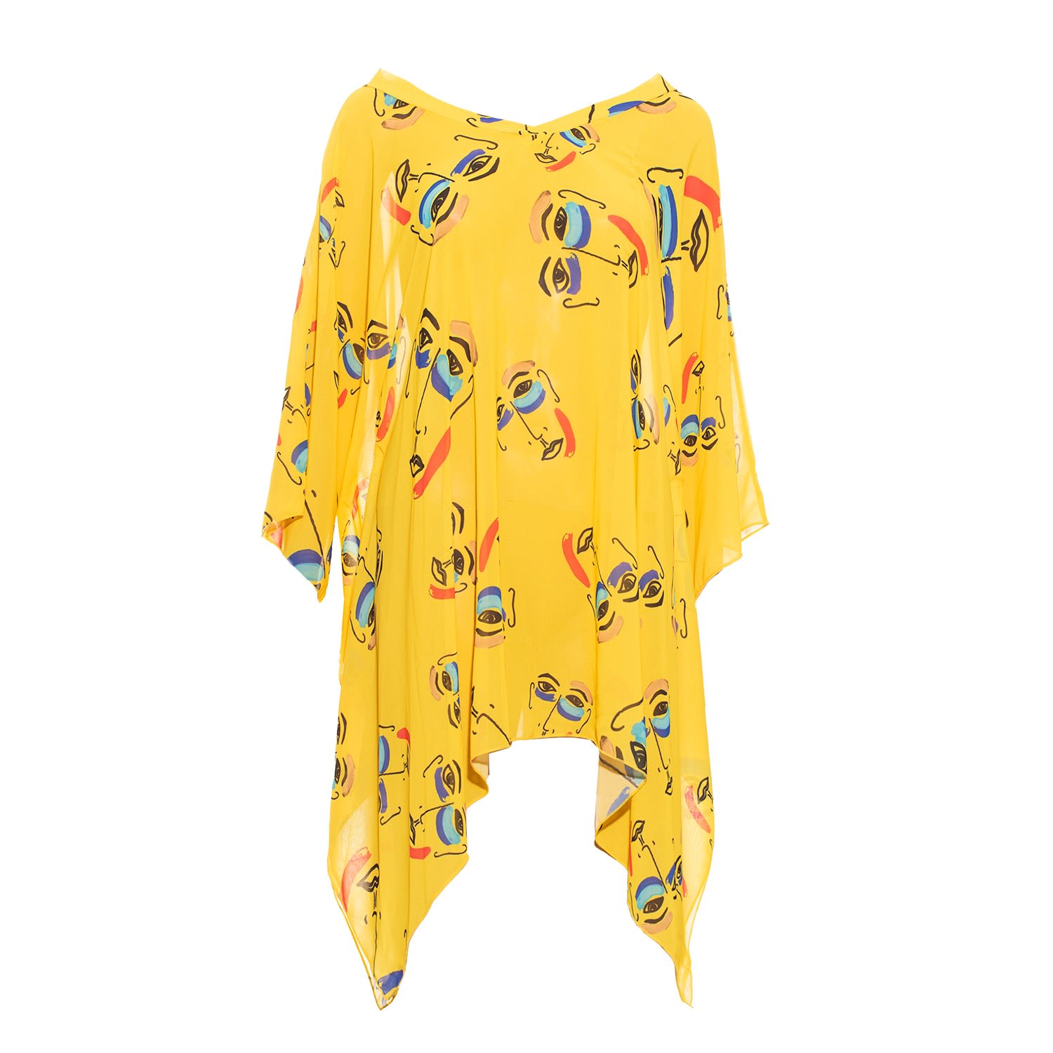 Aulala Paris Women's Yellow / Orange Aulala X Percheye Art Prints Beachwear Kaftan- Mille-feuille - Yellow & Oran In Yellow/orange