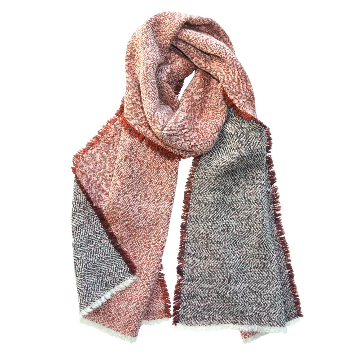 Women’s Wool Scarf Duo Terracotta, Brown Kelpman Textile