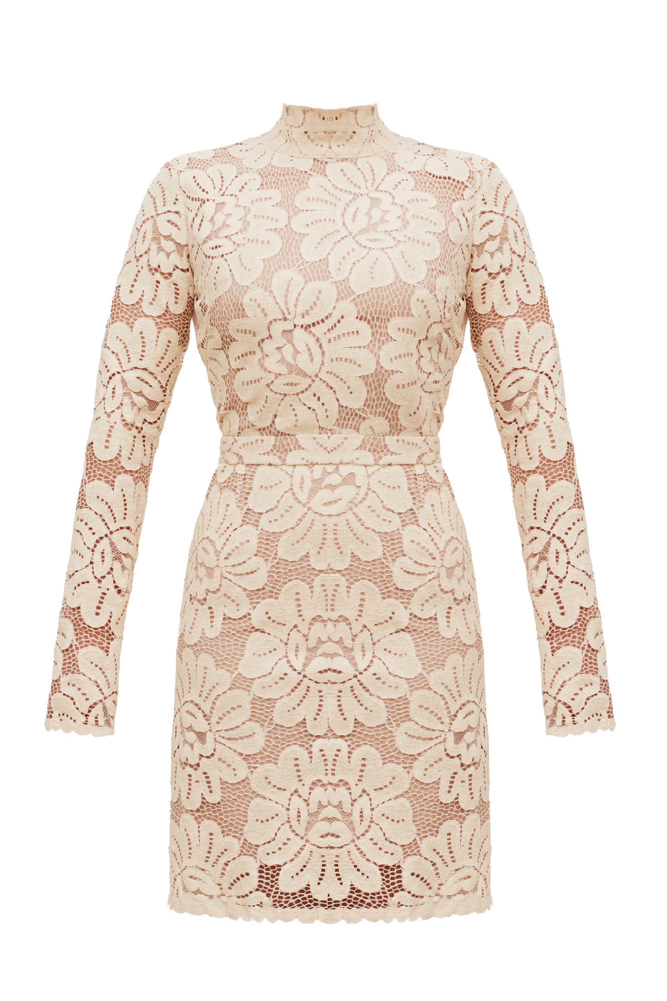 Undress Women's Neutrals Serin Cream Floral Lace Mini Dress With Open Back