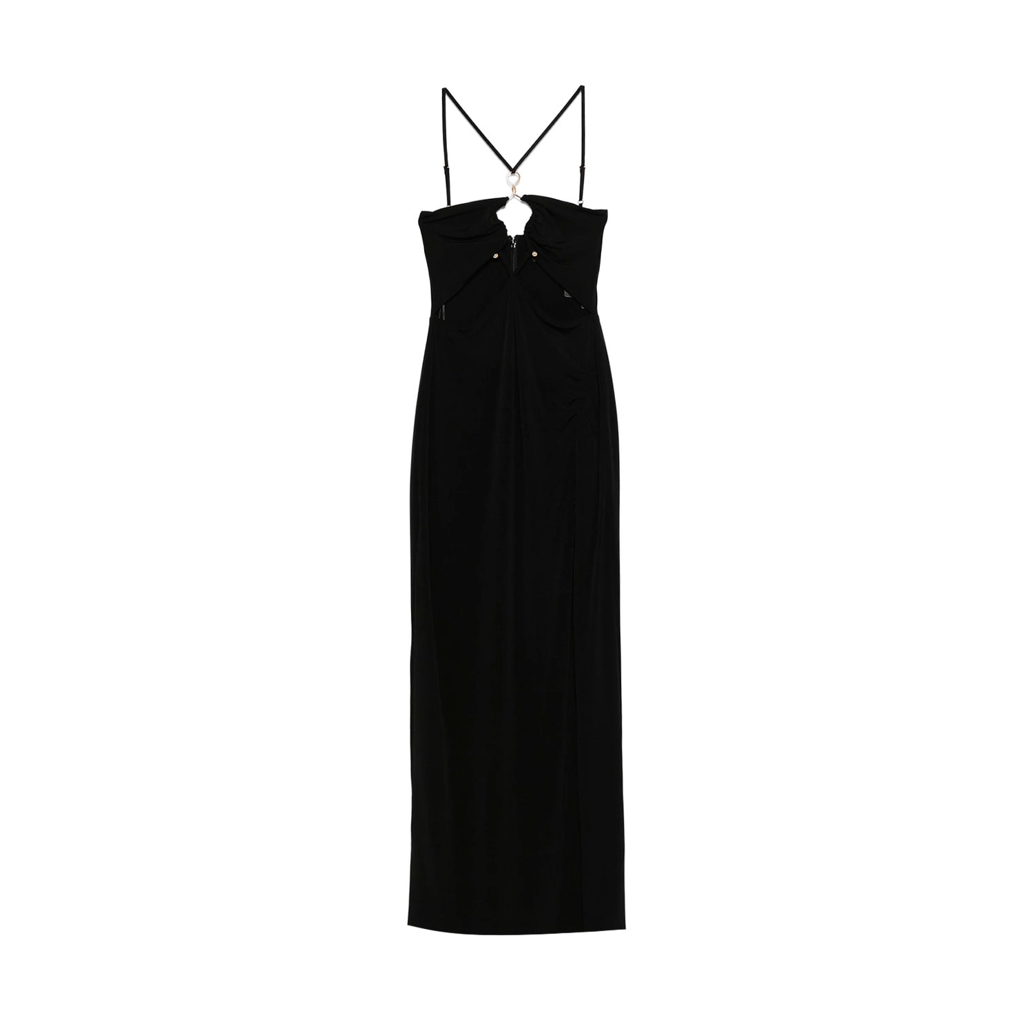 Nissa Women's Black Cut-out Jersey Midi Dress