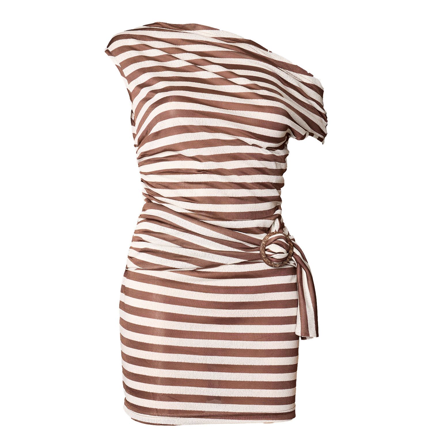 Love And Nostalgia Women's Brown Liv Choc Stripe Dress