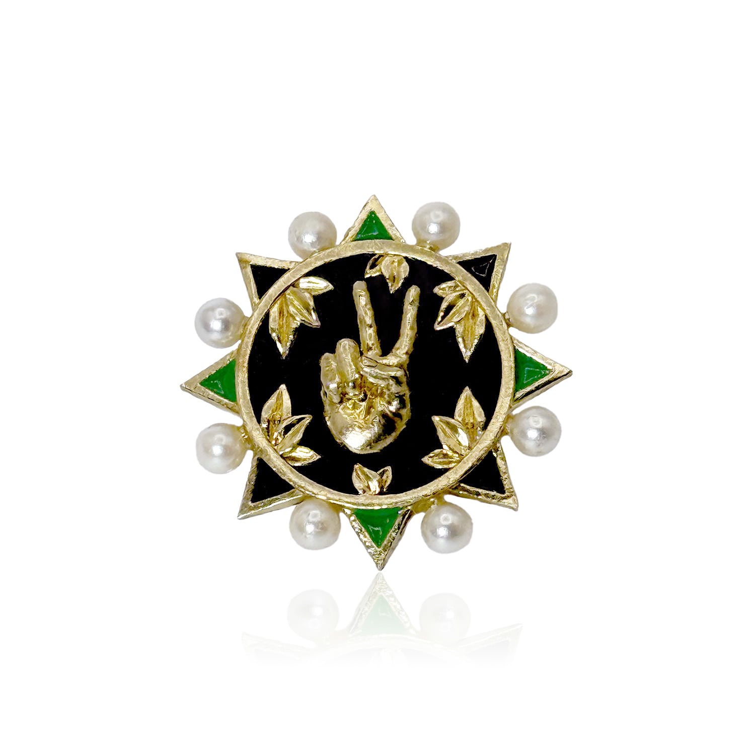 Passionate Protest Collection Women's Black / Green Pearls Of Peace - Pin In Multi