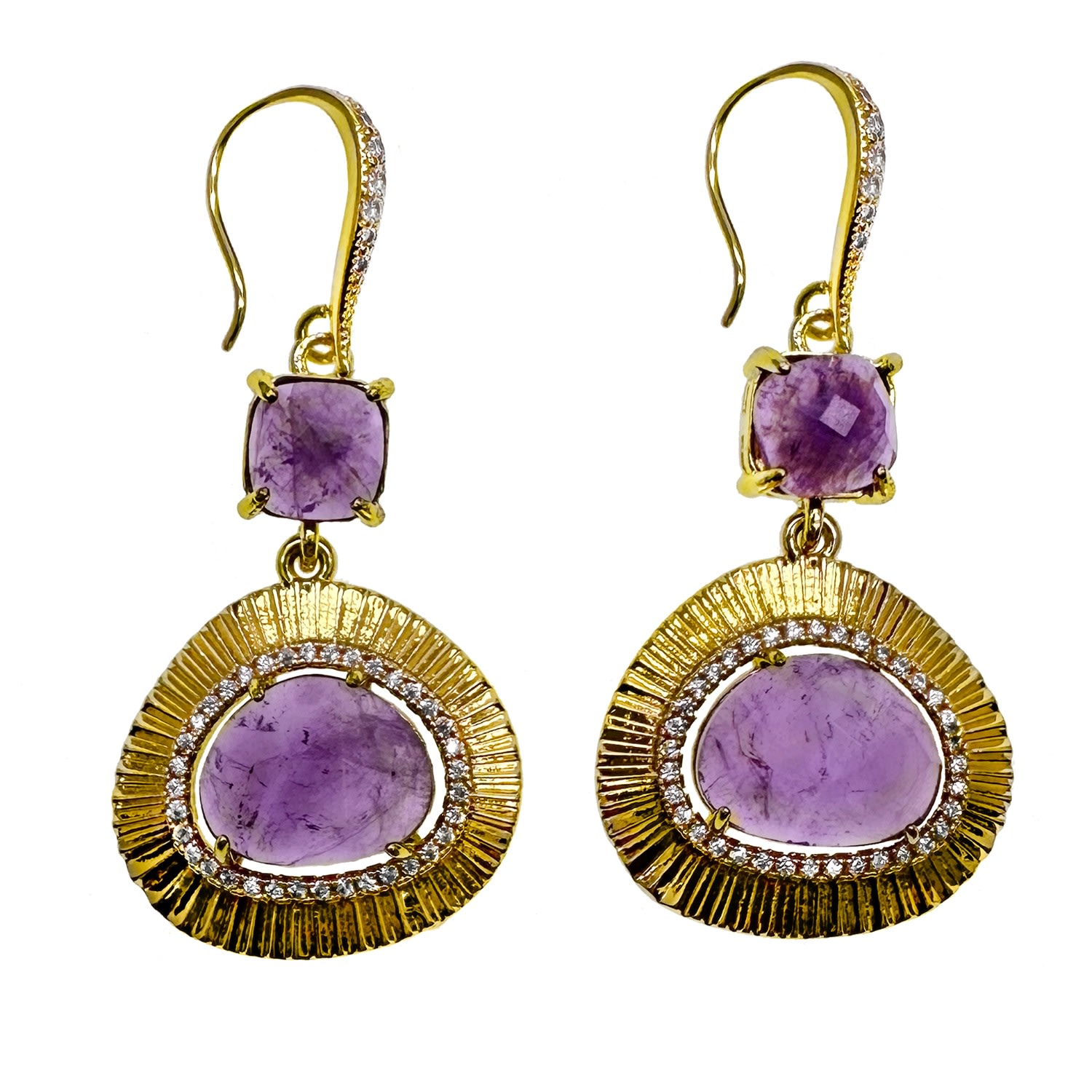 Farra Women's Purple Amethyst Teardrop Dangle Earrings
