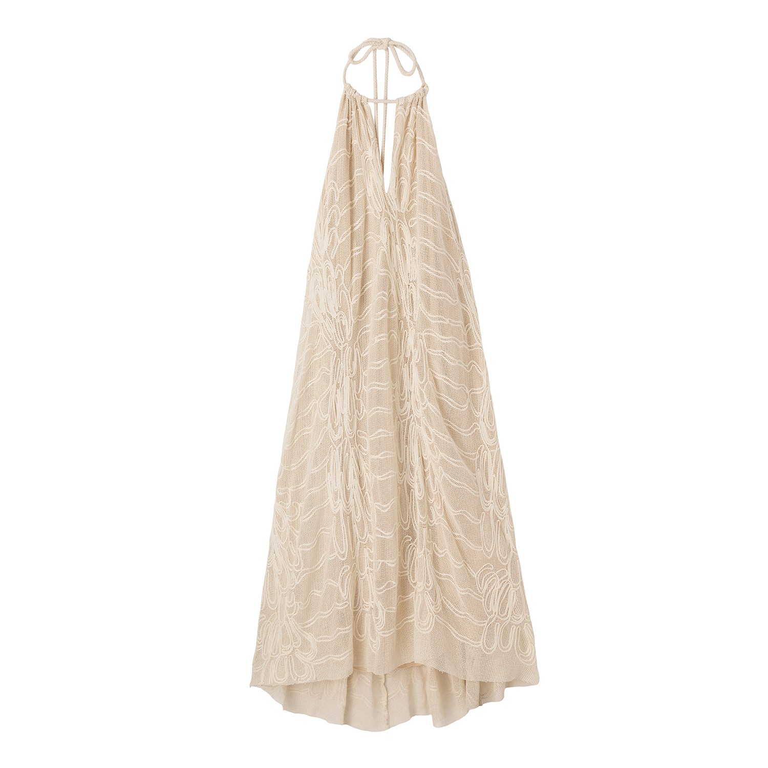 Belsize25 Women's White Woven Beige Open-back Resort Dress