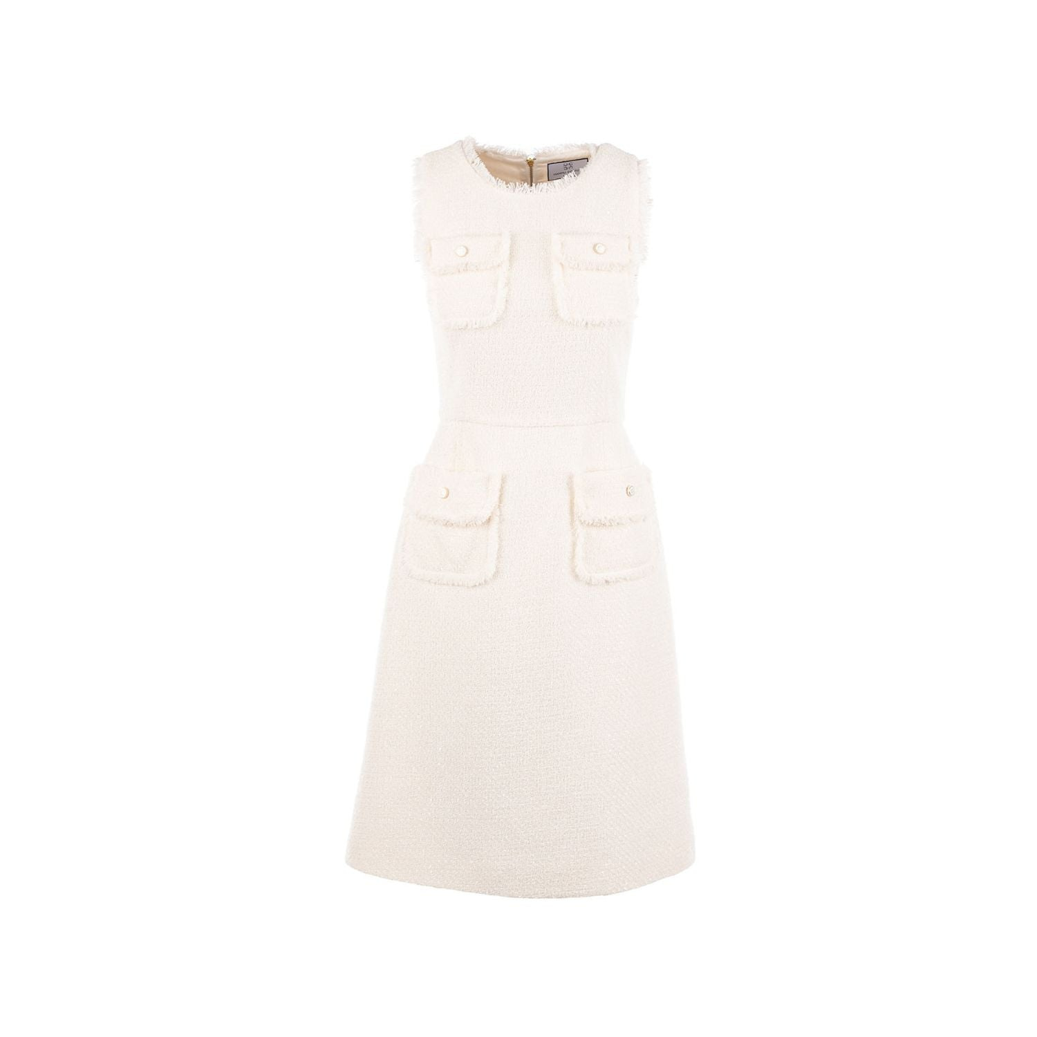Mammu Couture Women's Tweed Dress Margaux - White, Midi