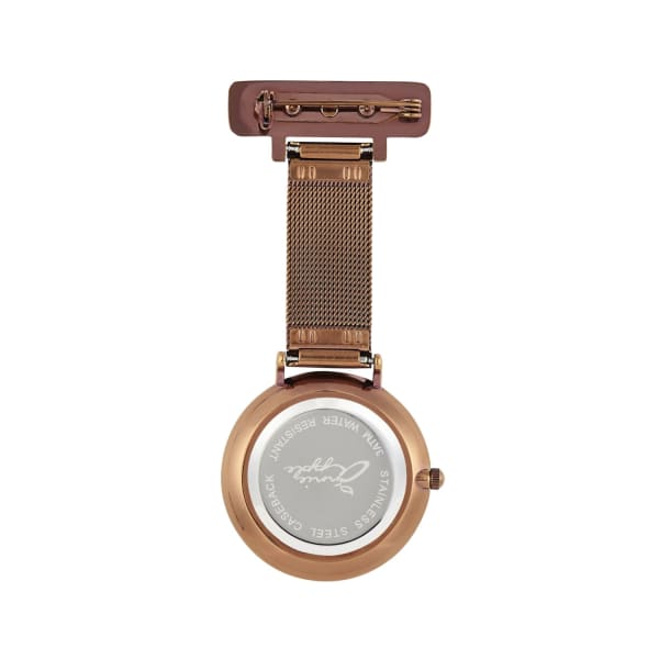 Bermuda Watch Company Annie Apple Rose Gold/coffee Mesh Nurse Fob Watch