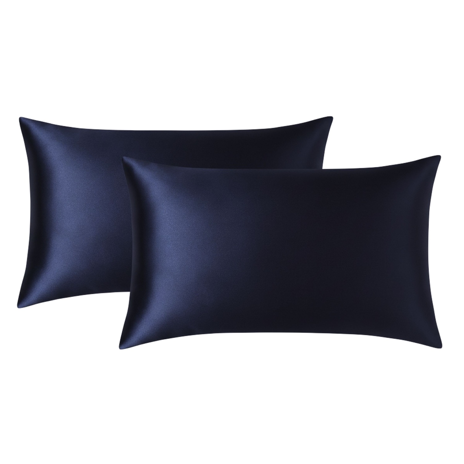 Silk And Bears Midnight Blue Set Of Two Mulberry Silk Pillowcases – Pure Silk, Envelope Style In Blue