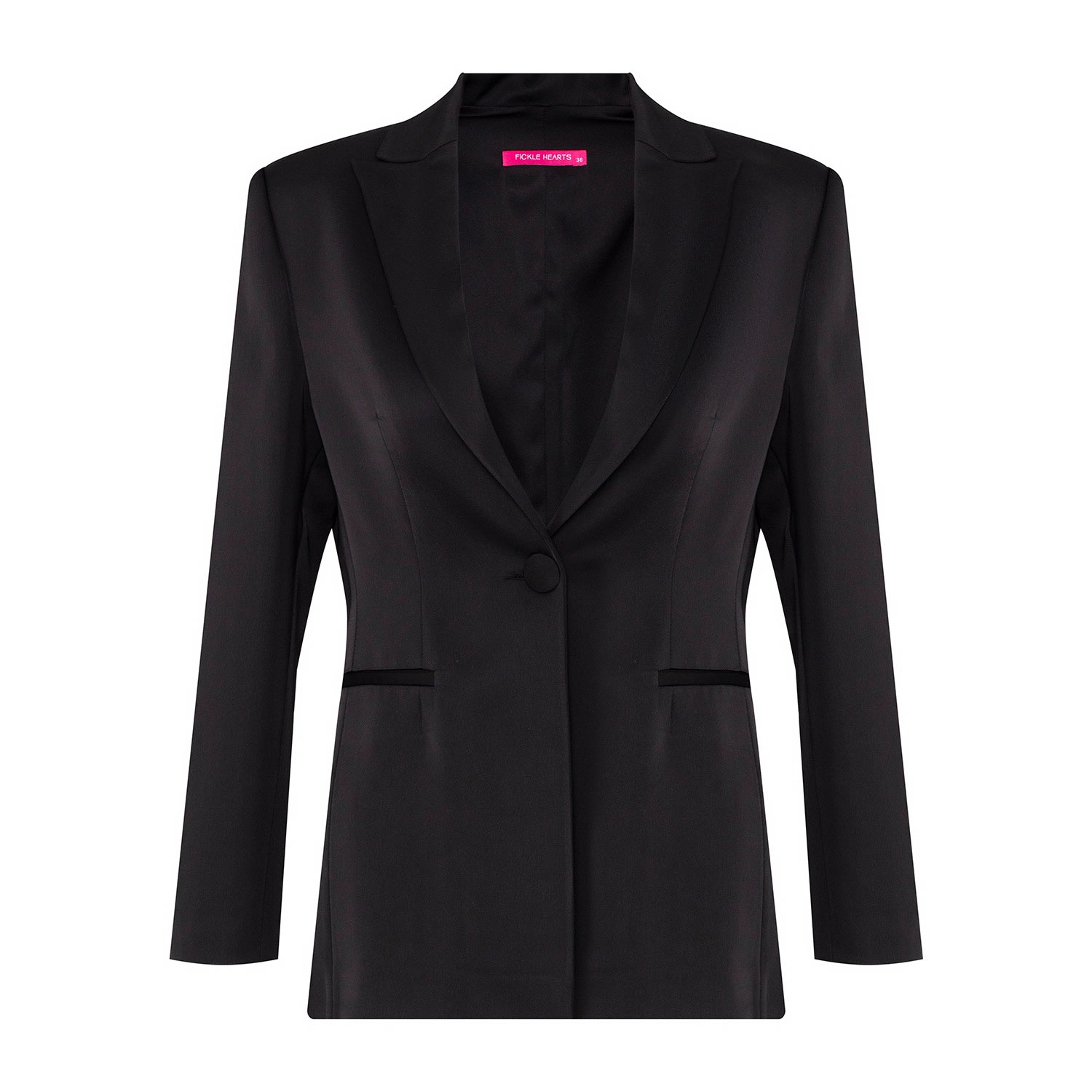 Fickle Hearts Women's Logan Black Satin Blazer In Black