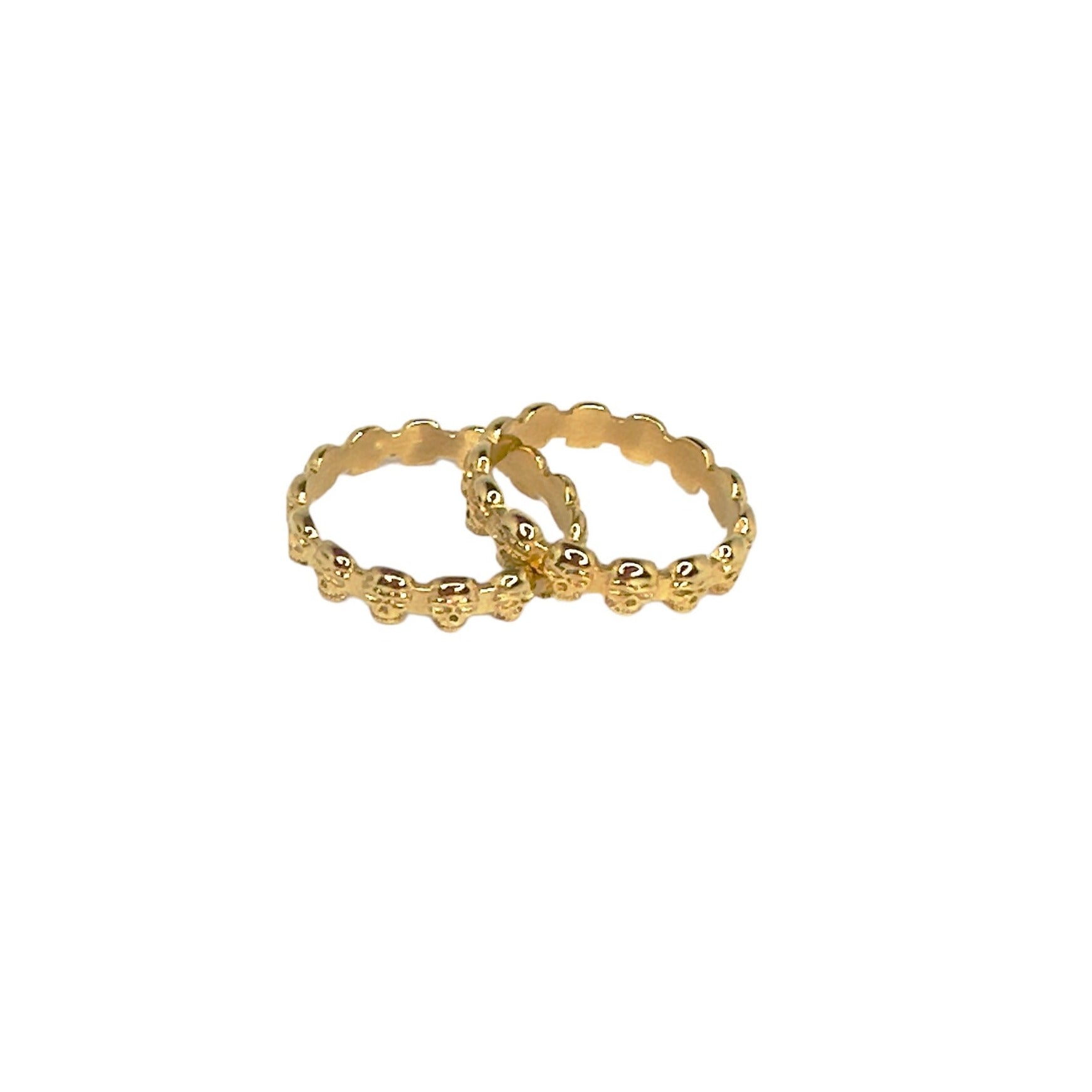 Women’s Eternity Skull Ring In Yellow Gold Jagged Halo Jewelry