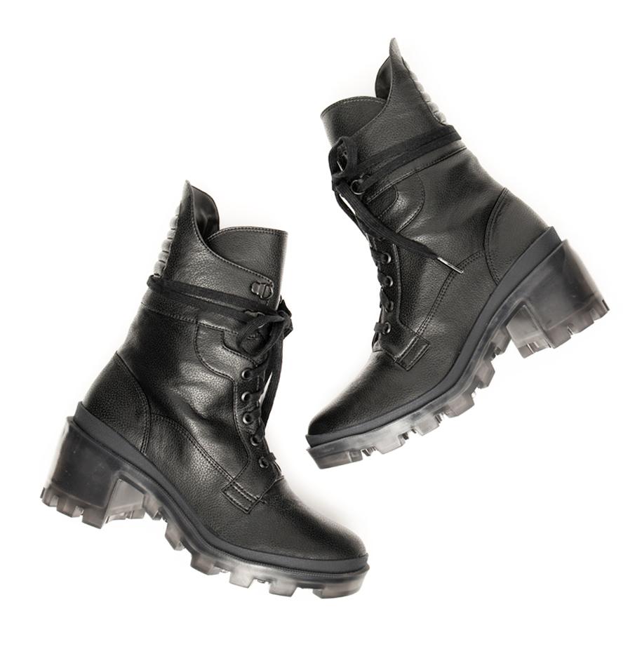 Women’s Black Hudson Ebony Vegan Chunky Combat Boot 6 Uk Della Terra Shoes