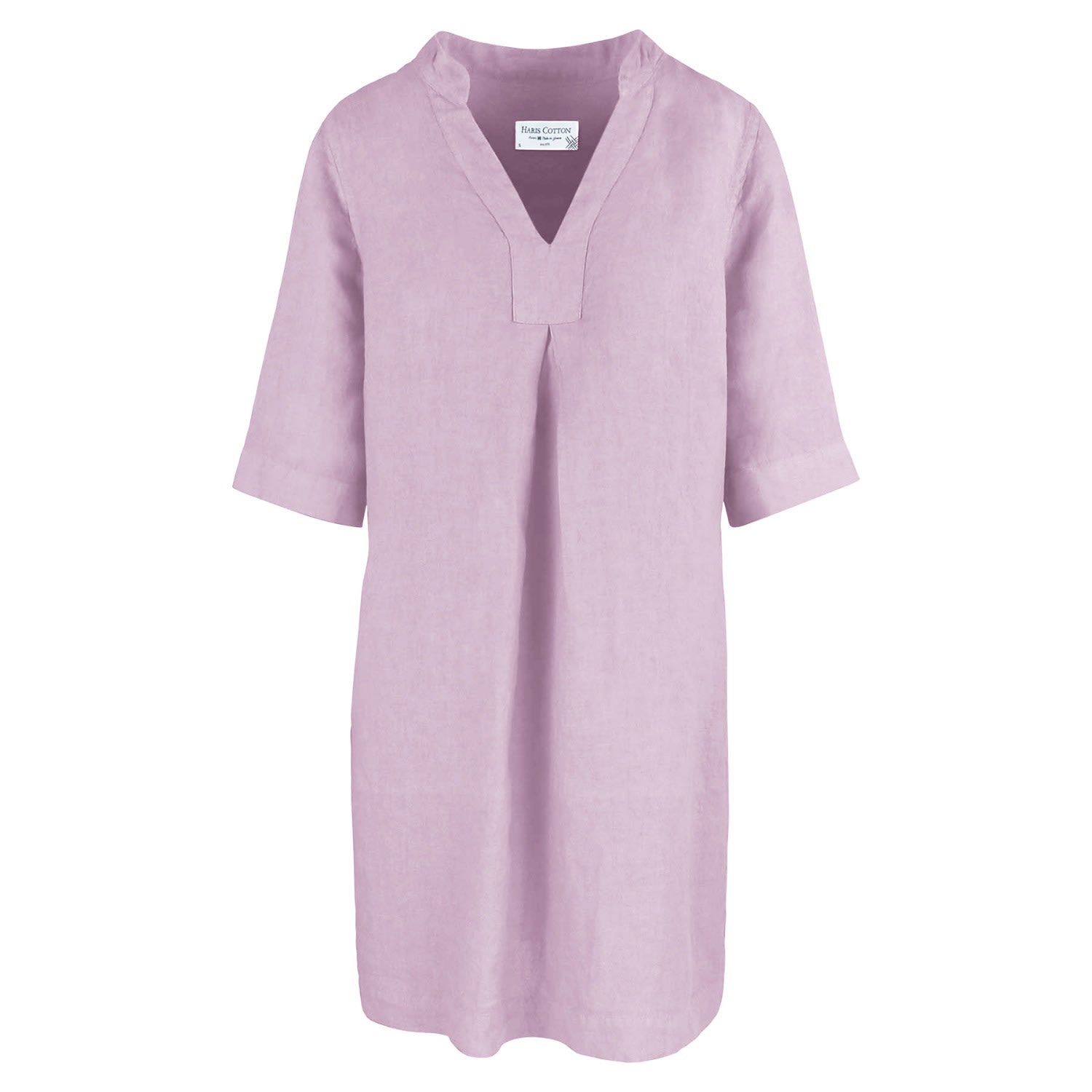 Women’s Pink / Purple "V" Neck Line Linen Dress - Violet Medium Haris Cotton