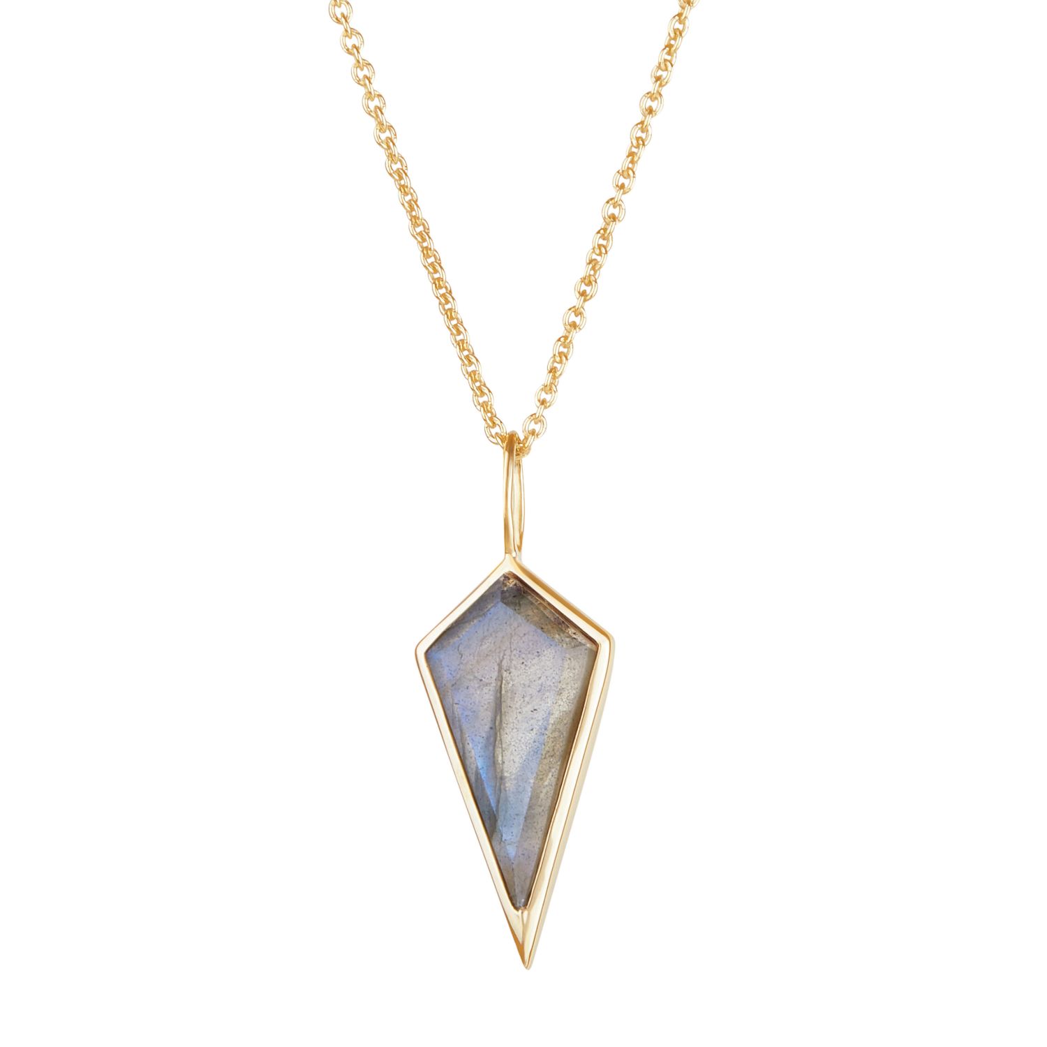 Women’s Labradorite Rhombus Pendant 9K Gold Zohreh V. Jewellery