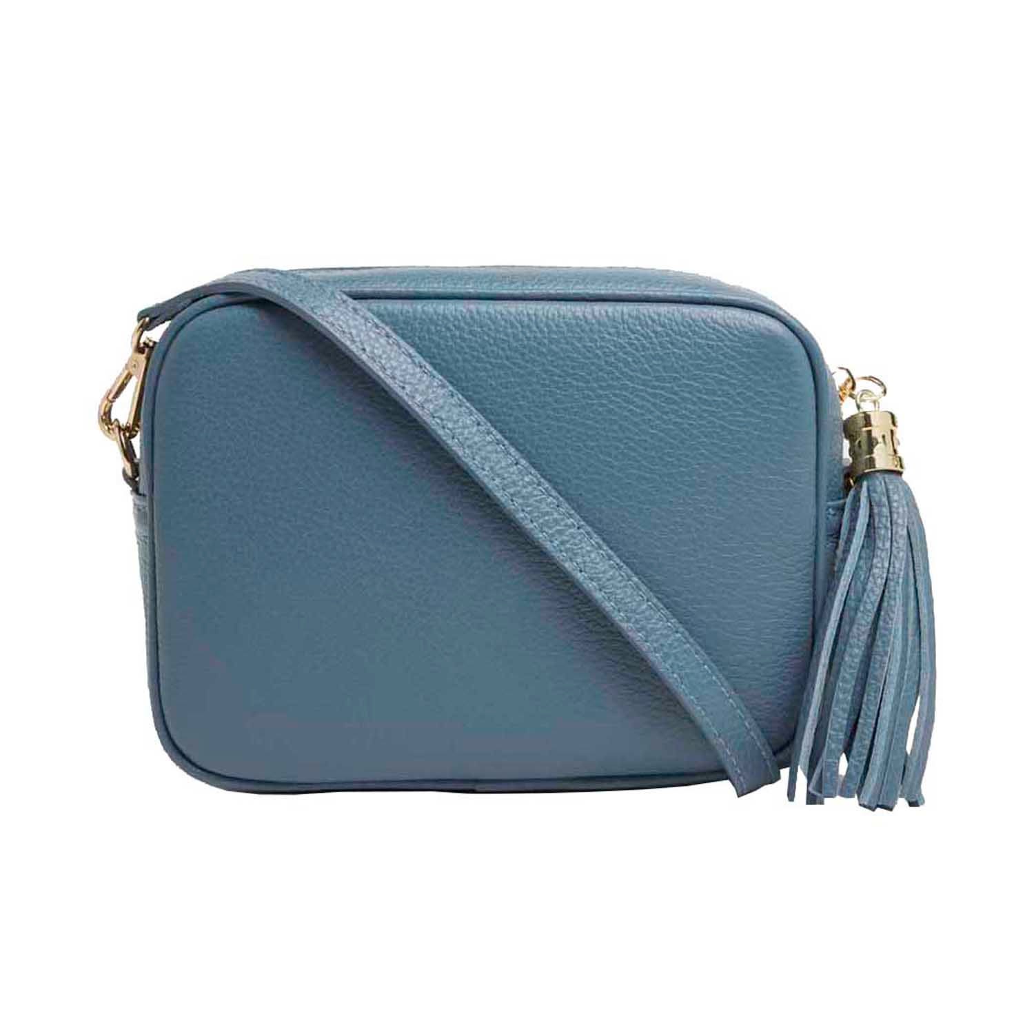 Betsy & Floss Women's Blue Verona Crossbody Tassel Bag In Denim With Nautical Strap In Blue
