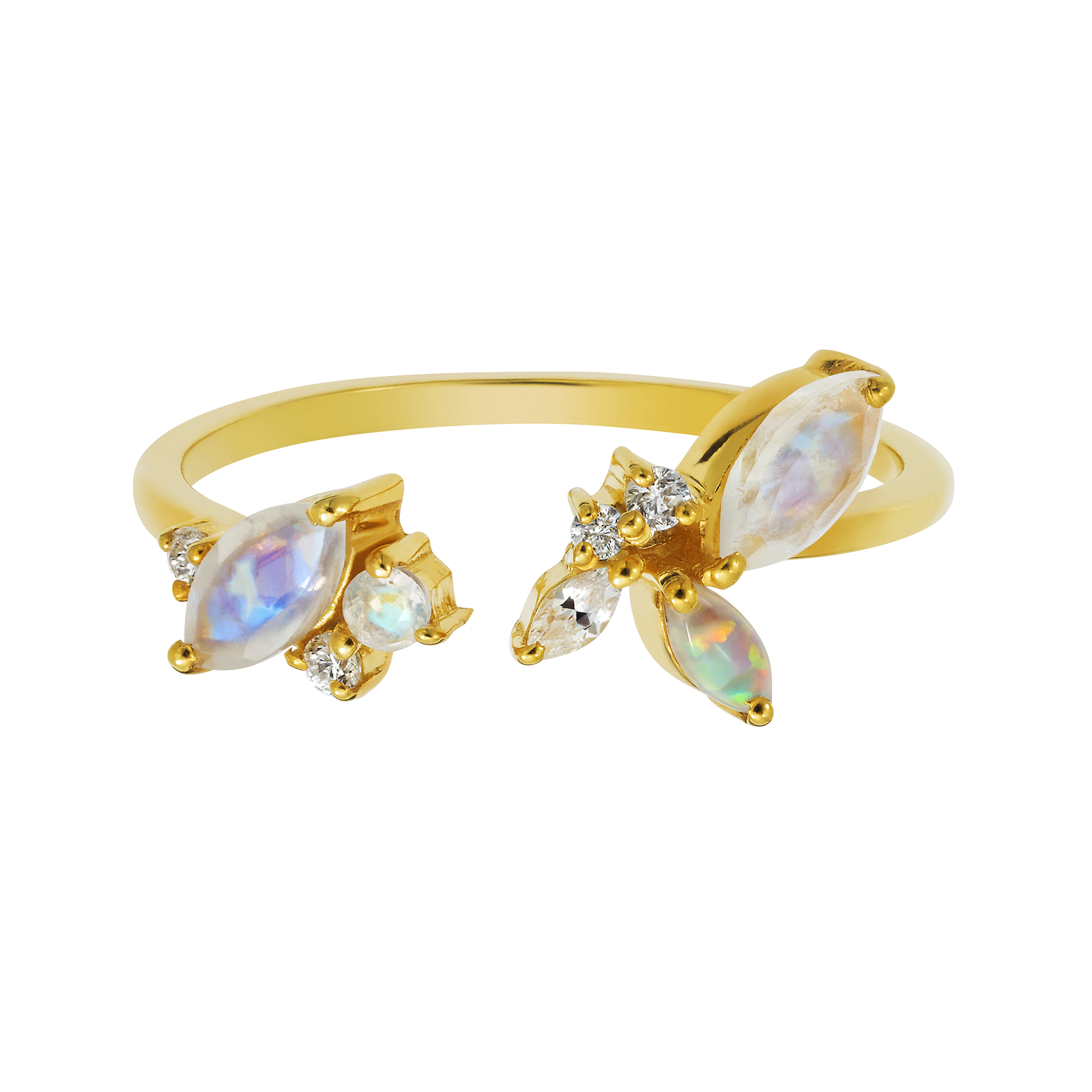 La Kaiser Women's Gold Rainbow Moonstone, Opal & Diamond Picasso's Butterfly Ring In Gold