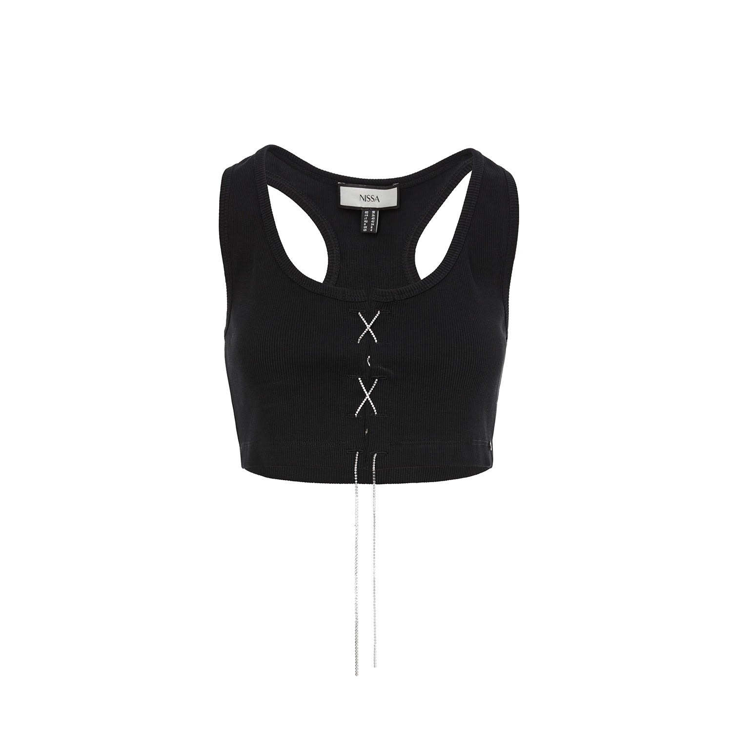 Women’s Embellished Crop Top Black Extra Small Nissa