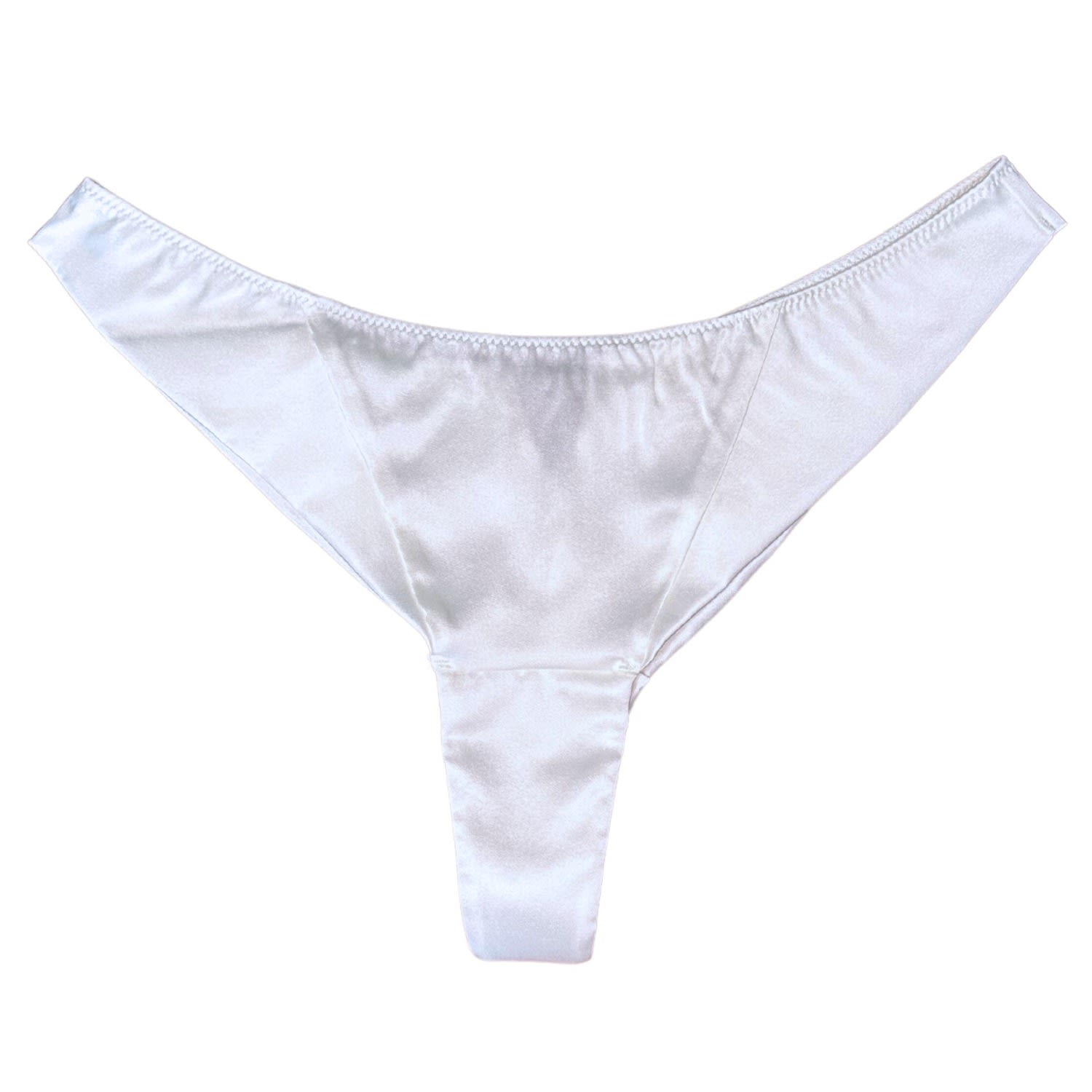 Women’s White / Neutrals / Gold Satin Silk Brief - Ivory & Gold - Ayda Medium Saeta Paris