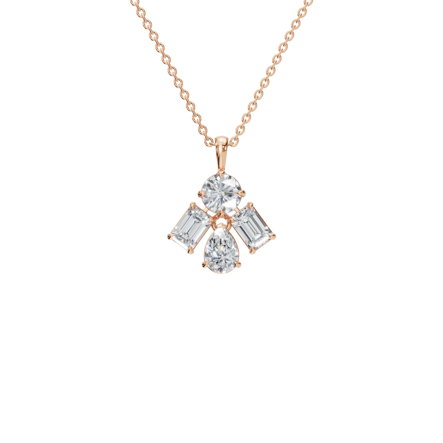 Aya Fine Jewelry Women's White / Yellow / Rose Gold Ten Kt Trio Cut Statement Pendant Necklace