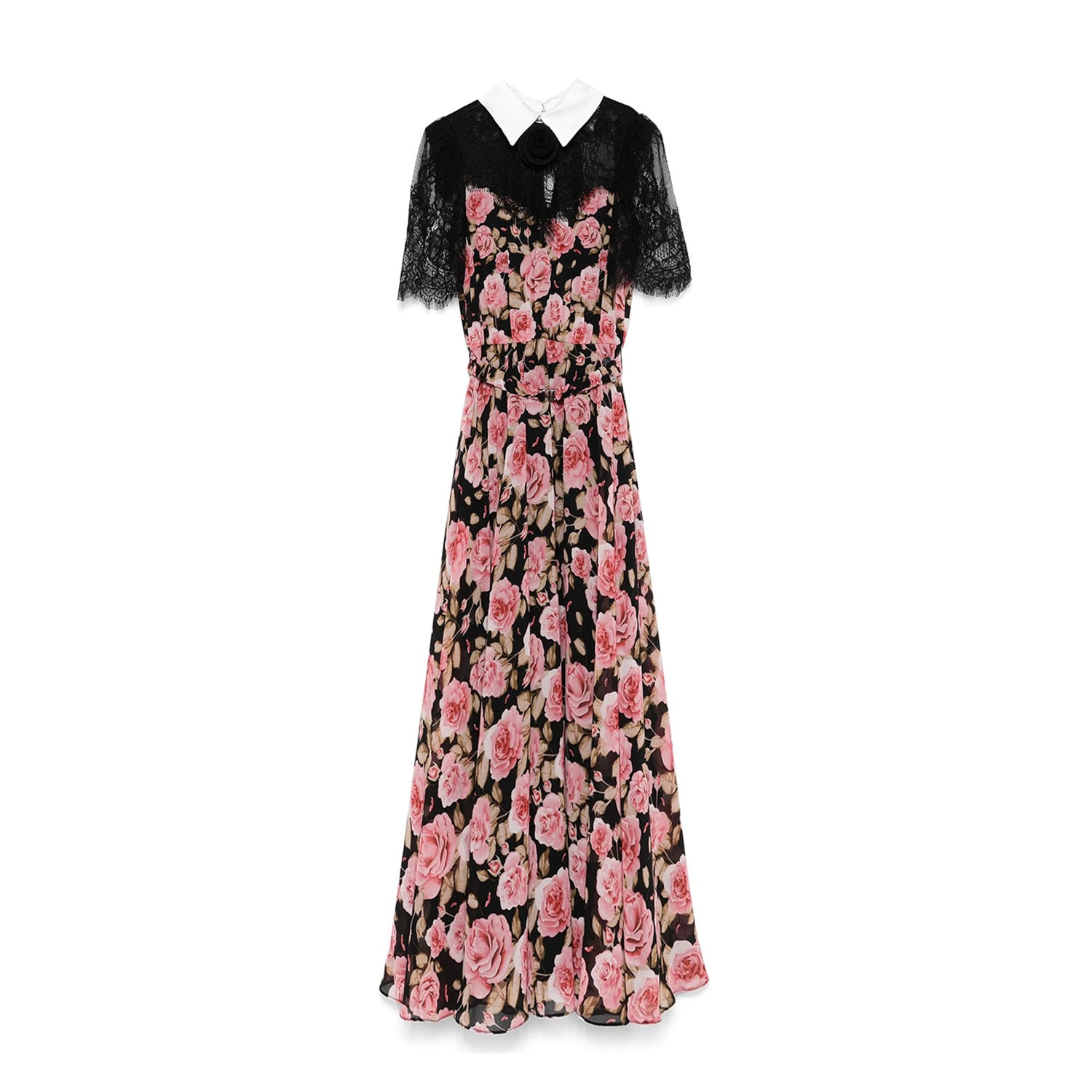 Nissa Women's Lace-detail Chiffon Midi Dress In Pink