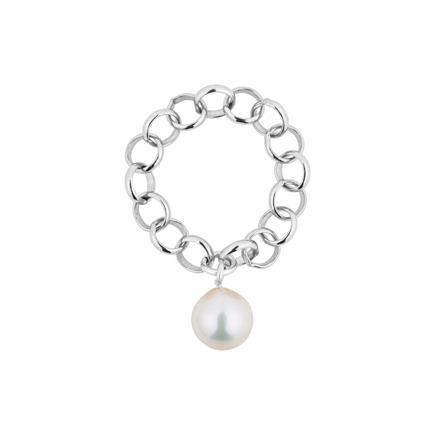 Women’s Aelia Pearl Chain Ring - Silver Ora Pearls