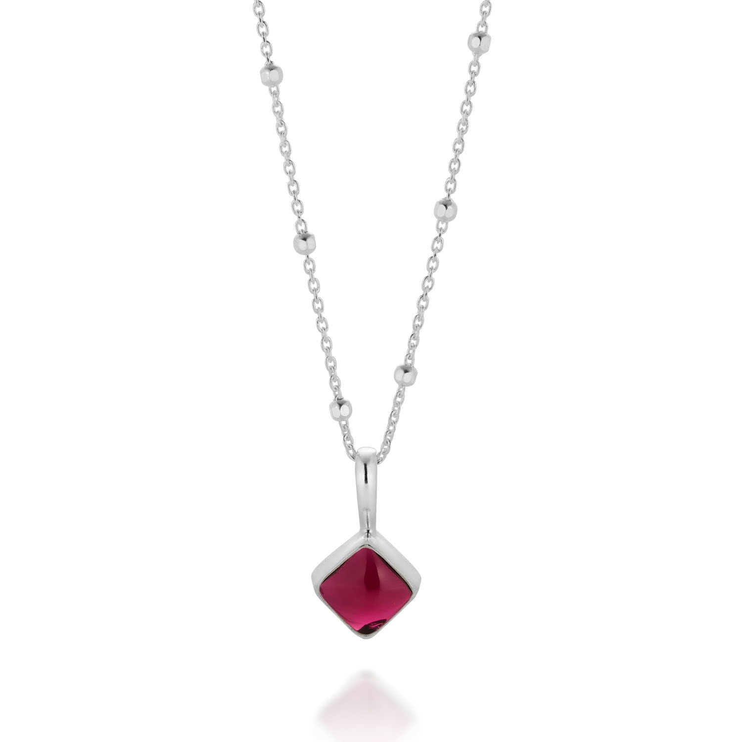 Nellou Jewellery Women's Red Diamond Garnet Necklace Birthstone January Sterling Silver In Red