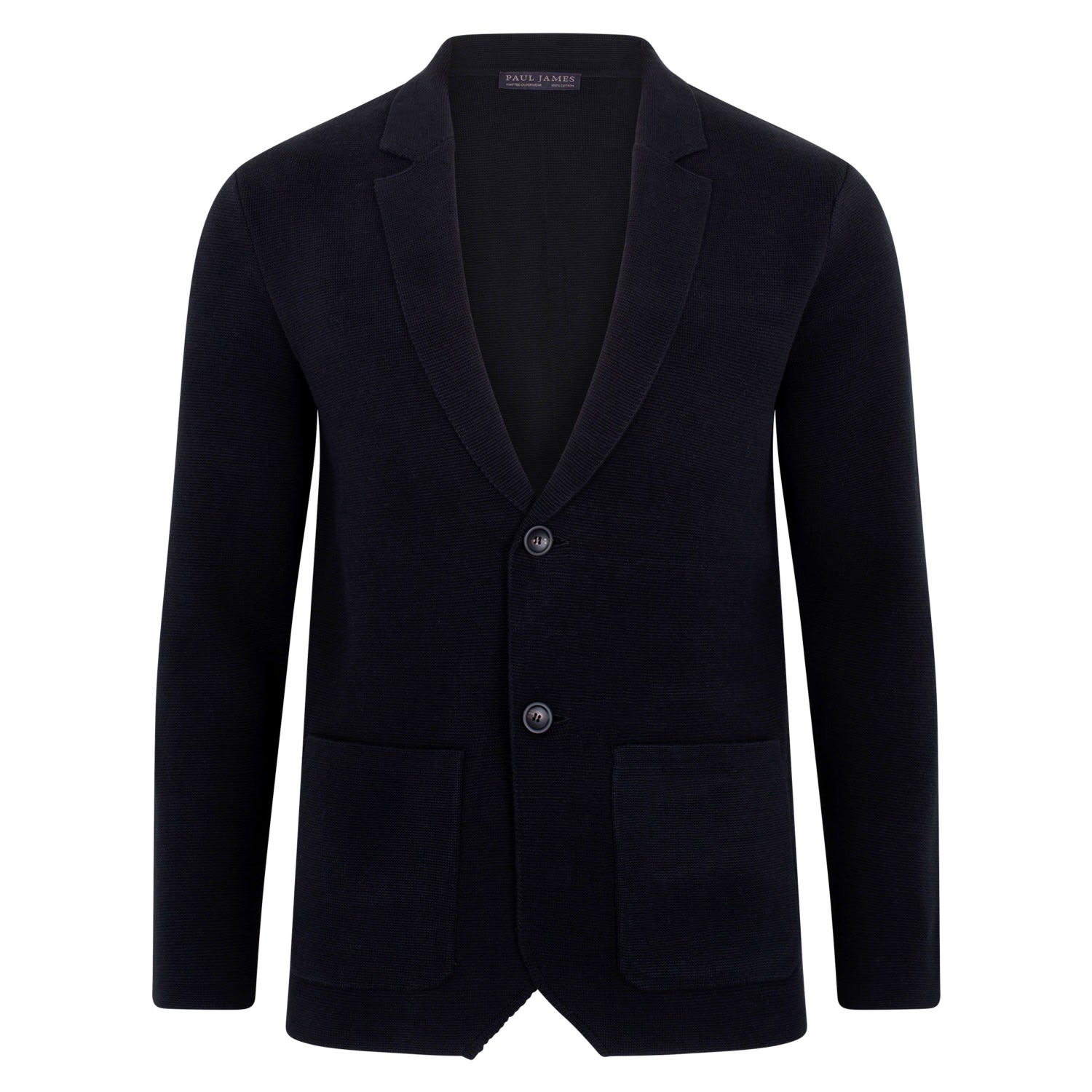 Mens Cotton Deconstructed Knitted Gabriel Blazer - Black Extra Small Paul James Knitwear