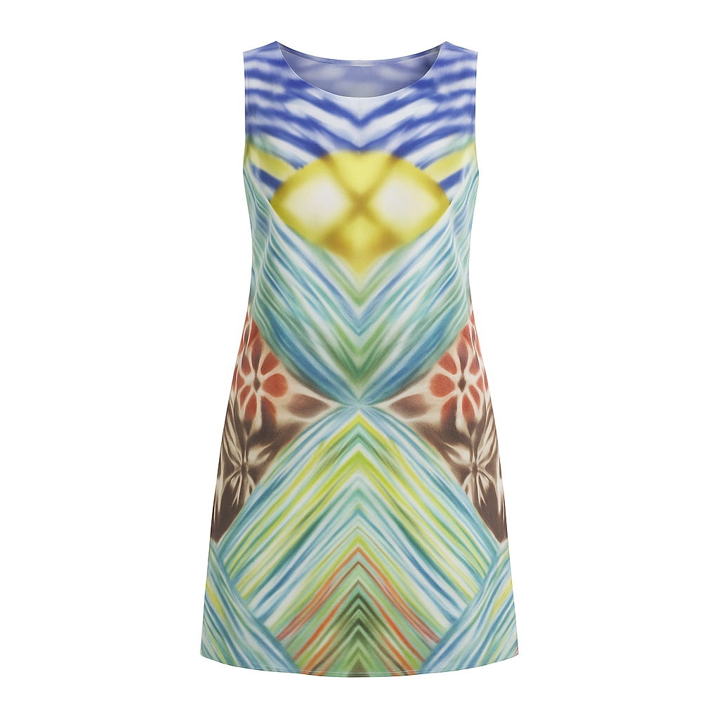 Conquista Women's Vibrant Geometric Print A-line Dress