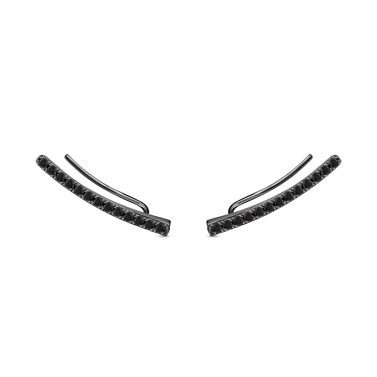 Sally Skoufis Men's Behave Ear Climber With Man Made Black Cz Diamond Stimulant In Sterling Silver & Premium Black In Black
