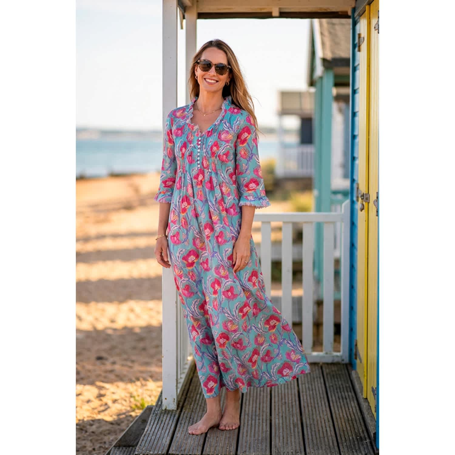 cotton duck dress At Last... Floral Cotton Annabel Maxi Dress