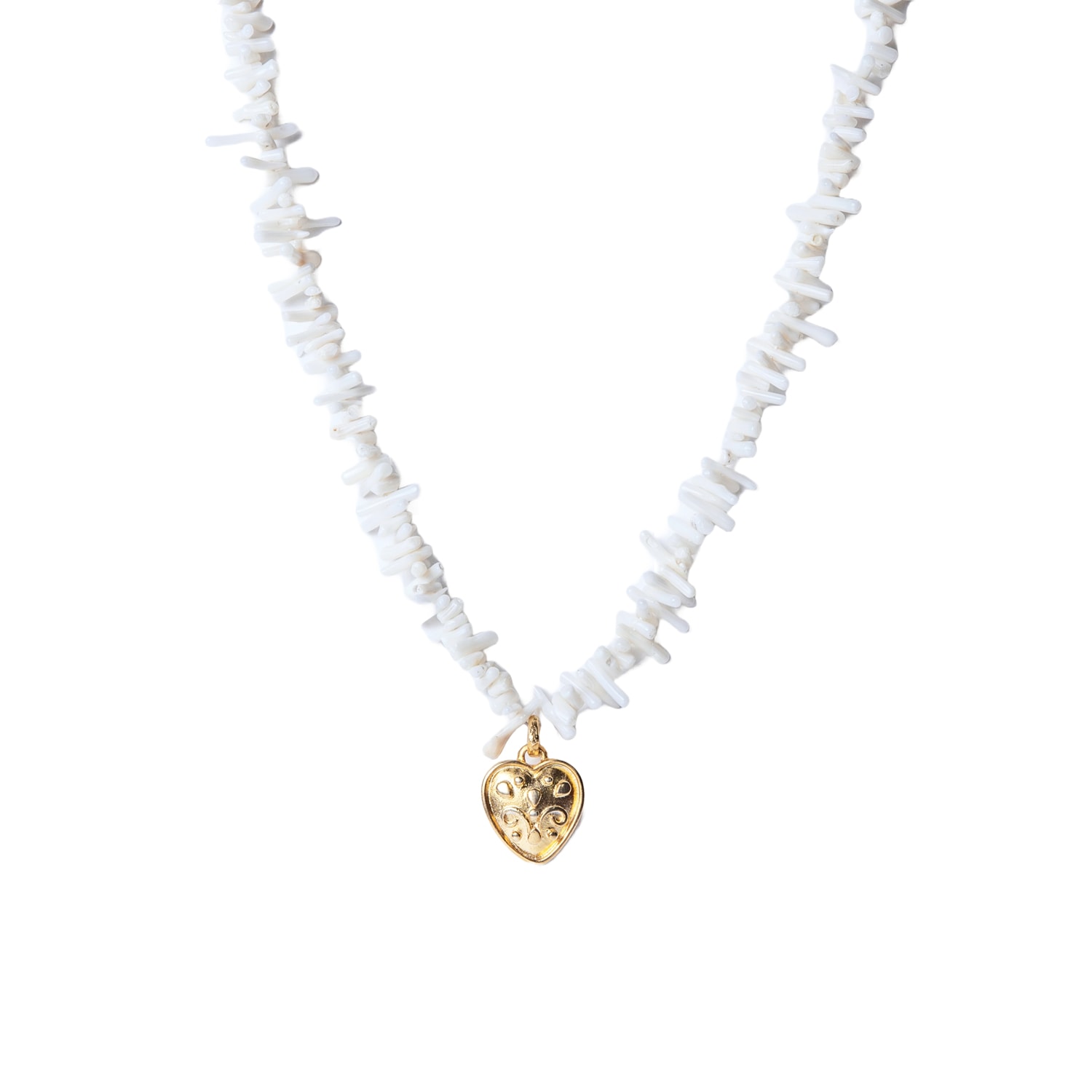 Women’s Gold / White Coral & Heart Necklace Golden Horn Jewellery