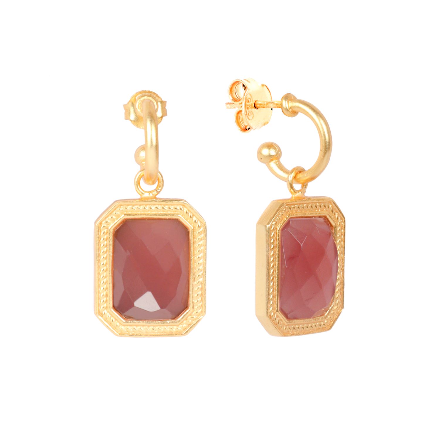 Lila Rasa Women's Gold / Brown Rectangular Amber Crystal Hoops