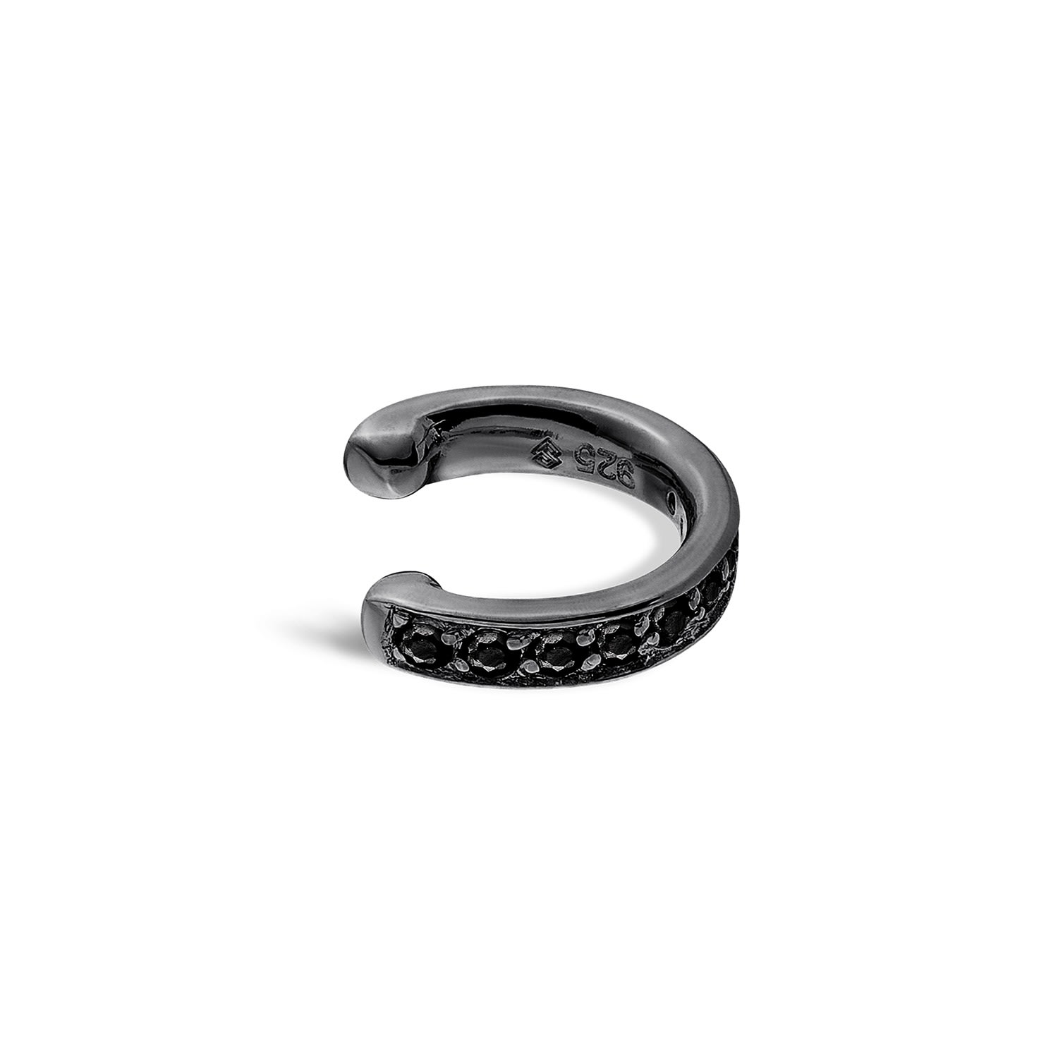 Sally Skoufis Women's Edge Mono Ear Cuff With Man Made Cz Diamond Stimulant In Sterling Silver & Black Rhodium In Black