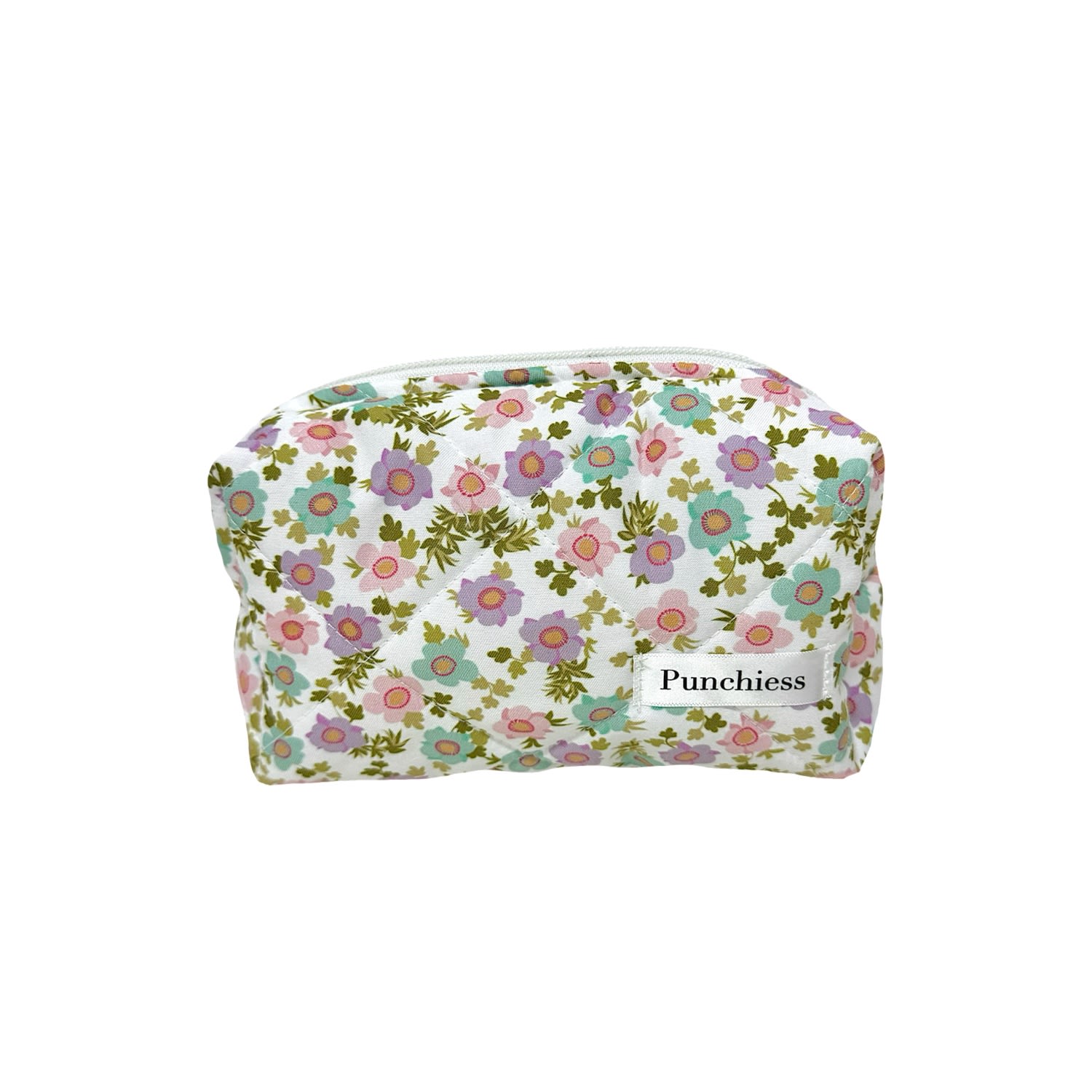 Punchiess Green Pastel Floral Makeup Bag In Green