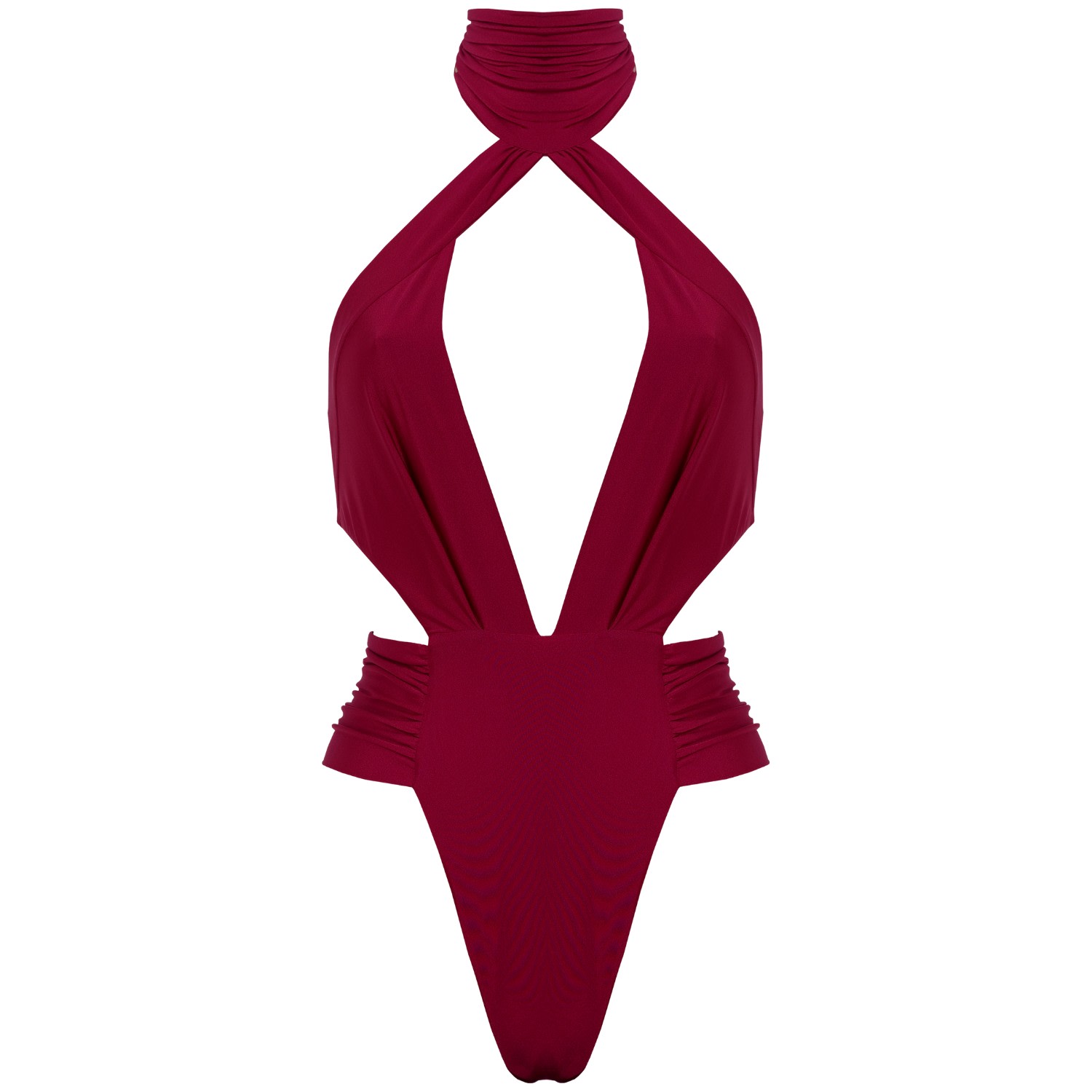 Antoninias Women's Nefretiti Cut-out One-piece Swimwear With Folds In Burgundy Red In Red