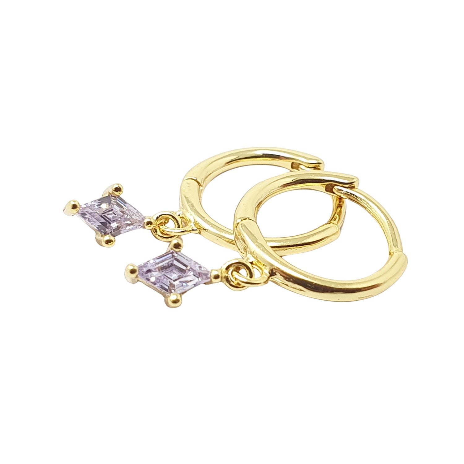 Harfi Women's Gold / Yellow Alexandrite June Birthstone Delicate Gold Plated Dangle Hoops In Gold