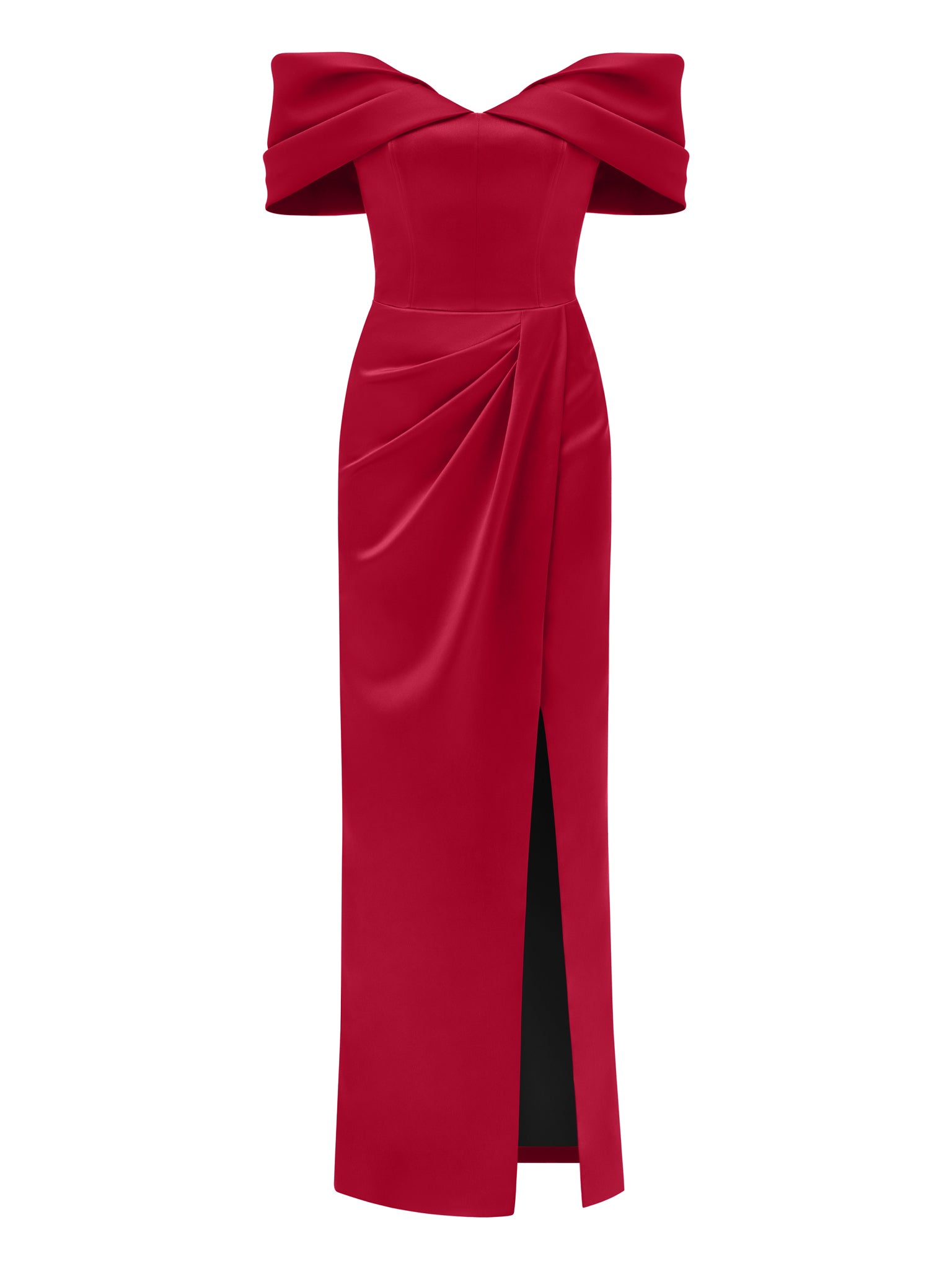 Women's Heavenly Kissed Draped Satin Maxi Dress - Red | Extra Large | Tia Dorraine