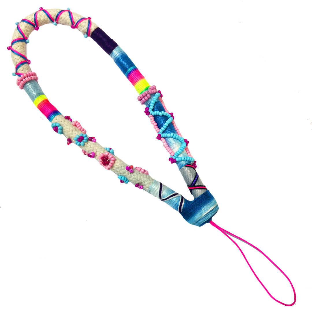 Le Pom Pom Blue Mini Noni Thick Phone Strap In Blue