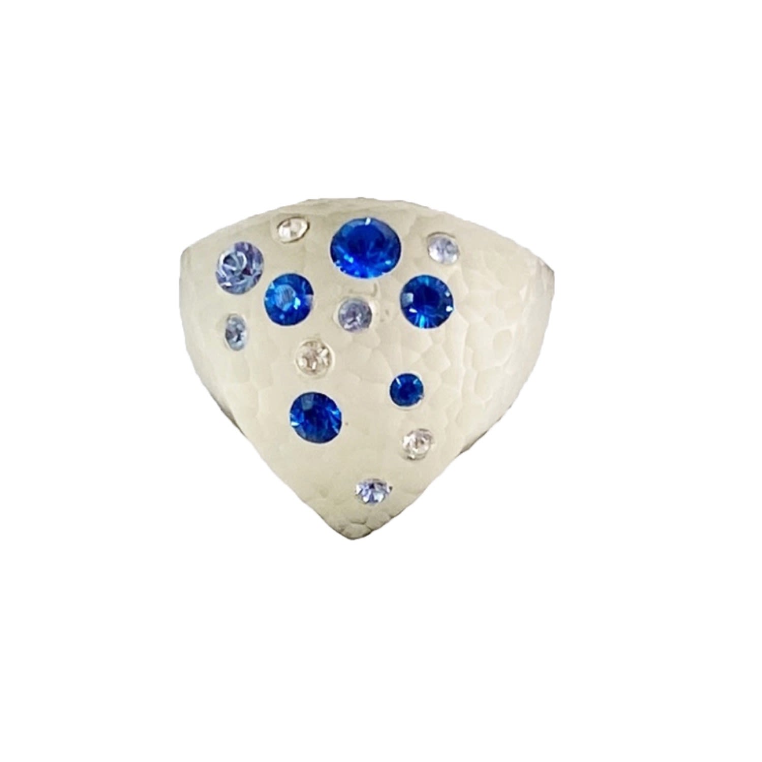 Gold & Honey Women's White / Blue Triangle Shield Ring With Swarovski Crystals In White In Neutral