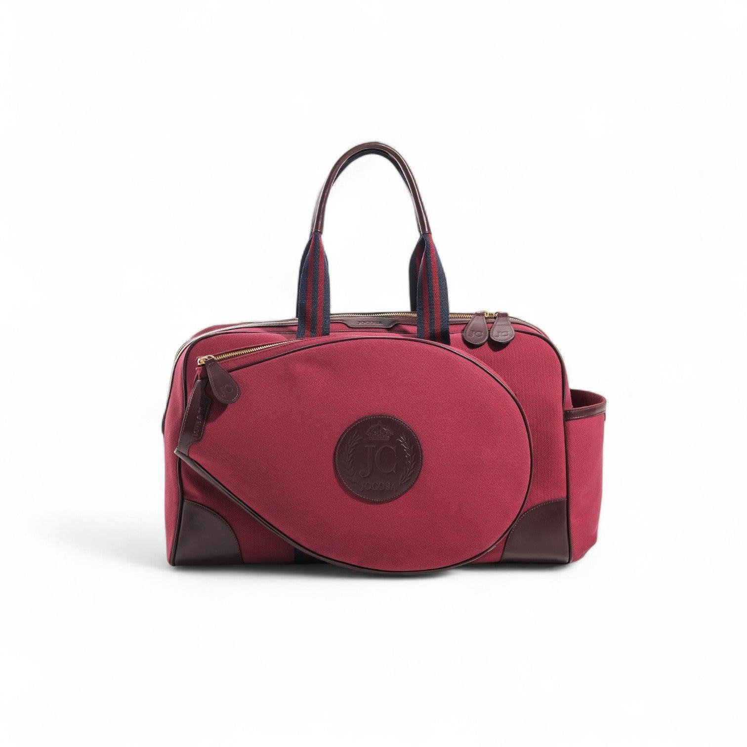 Jocosa Women's Red Tennis Bag -  Bordeaux & Bordeaux With Bordeaux - Navy Strap