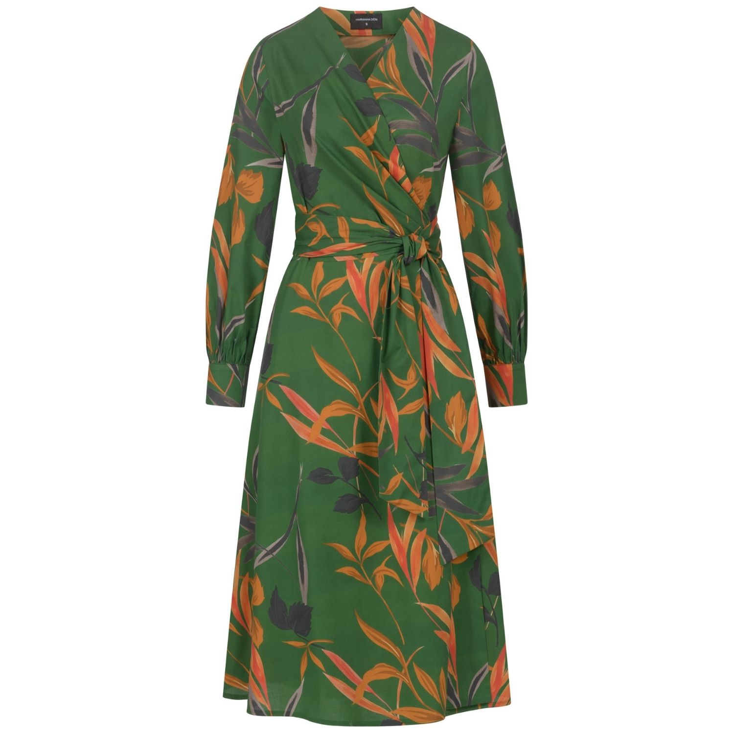 Marianna Déri Women's Green / Orange Autumn Leaves Wrap Dress In Multi