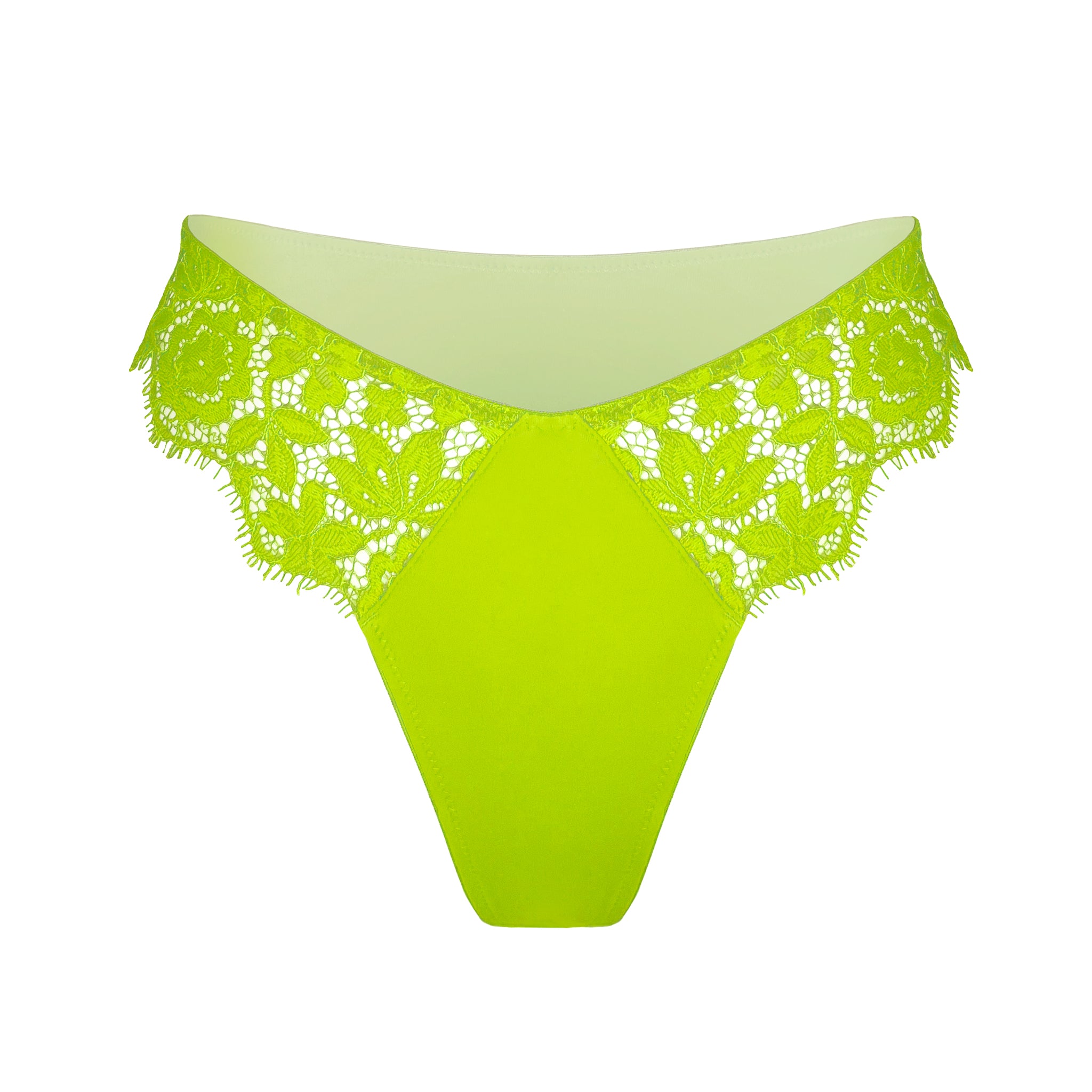 Frisson Hi Leg Panty Acid Green, Monique Morin Lingerie