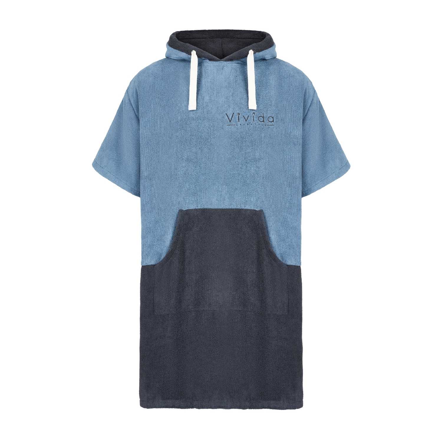 Vivida Blue / Grey Original Poncho Towel Changing Robe - Mineral Blue / Anthracite Grey In Blue/grey