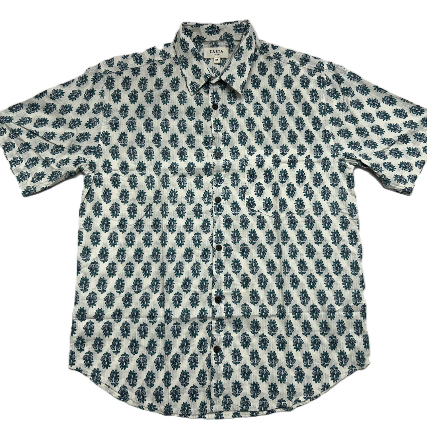 Zastastudio Men's Organic Handprinted Cotton Summer Half Sleeve Shirt F